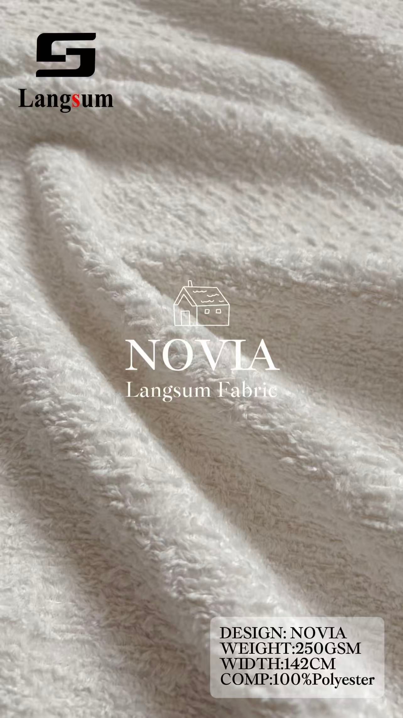 NOVIA Velvet Fabric Knitted Fabric Jacquard – 250gsm, 56" Wide, 22 Colors Langsum Fabric