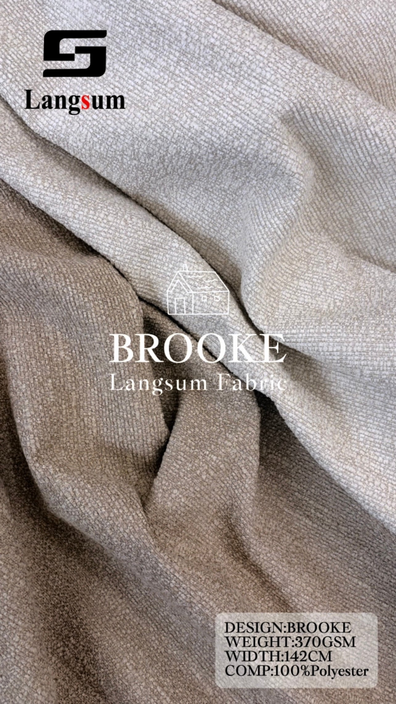 BROOKE Chenille Fabric Woven Jacquard Fabric – 370gsm, 56" Wide, 25 Colors Langsum Fabric