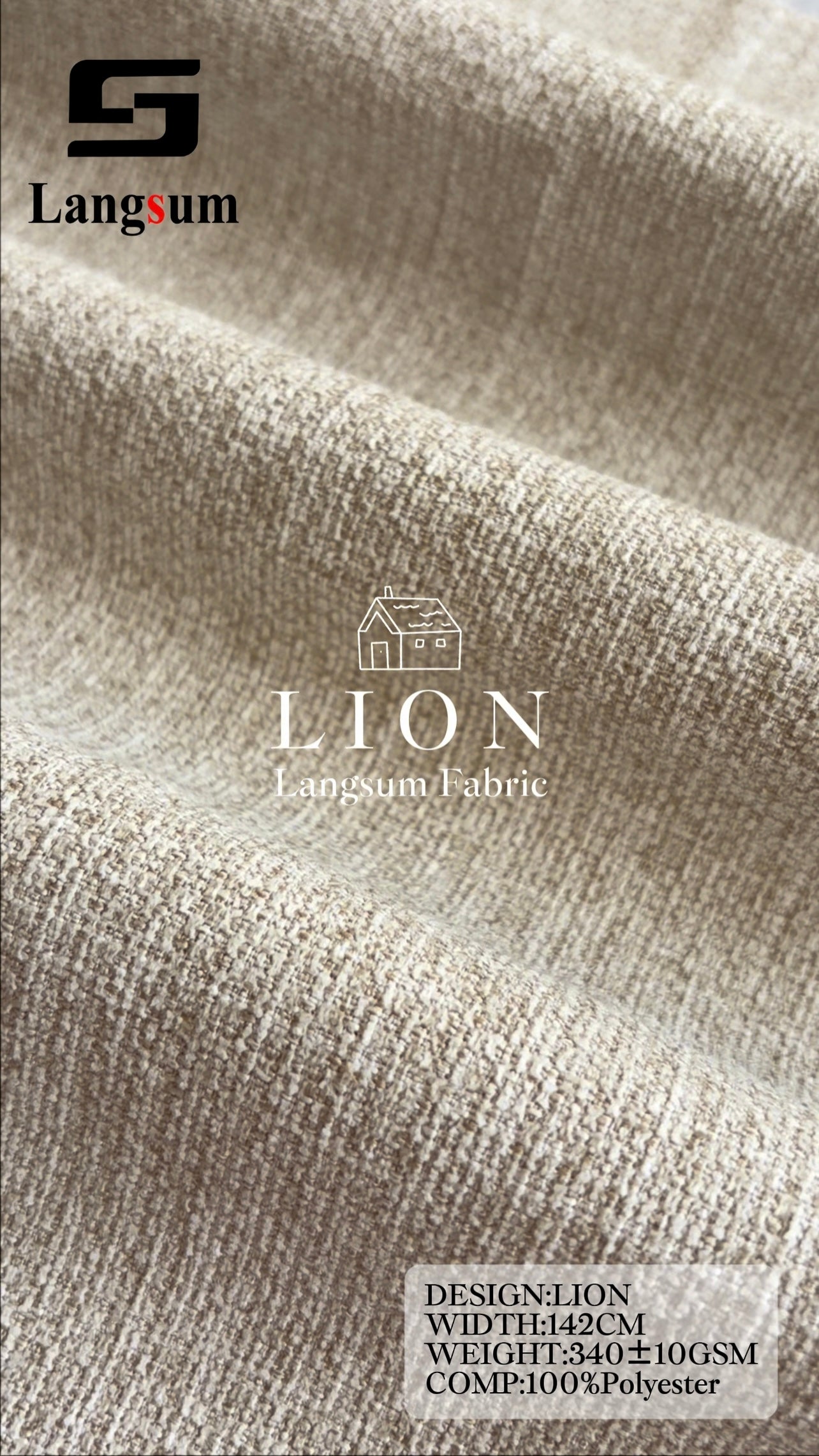 LION Chenille Fabric Woven Jacquard Fabric – 340gsm, 56" Wide, 26 Colors Langsum Fabric