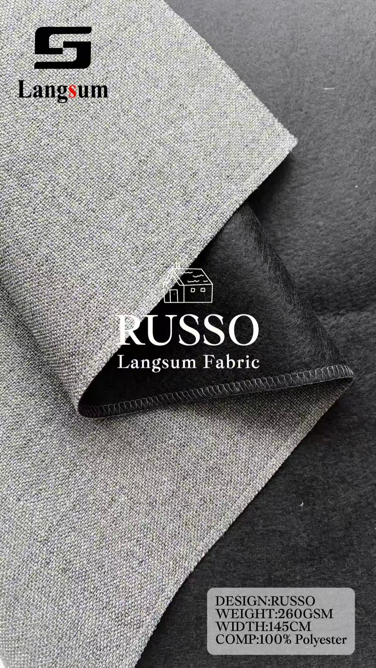 RUSSO Chenille Fabric Woven Jacquard Fabric – 260gsm, 56" Wide, 18 Colors Langsum Fabric