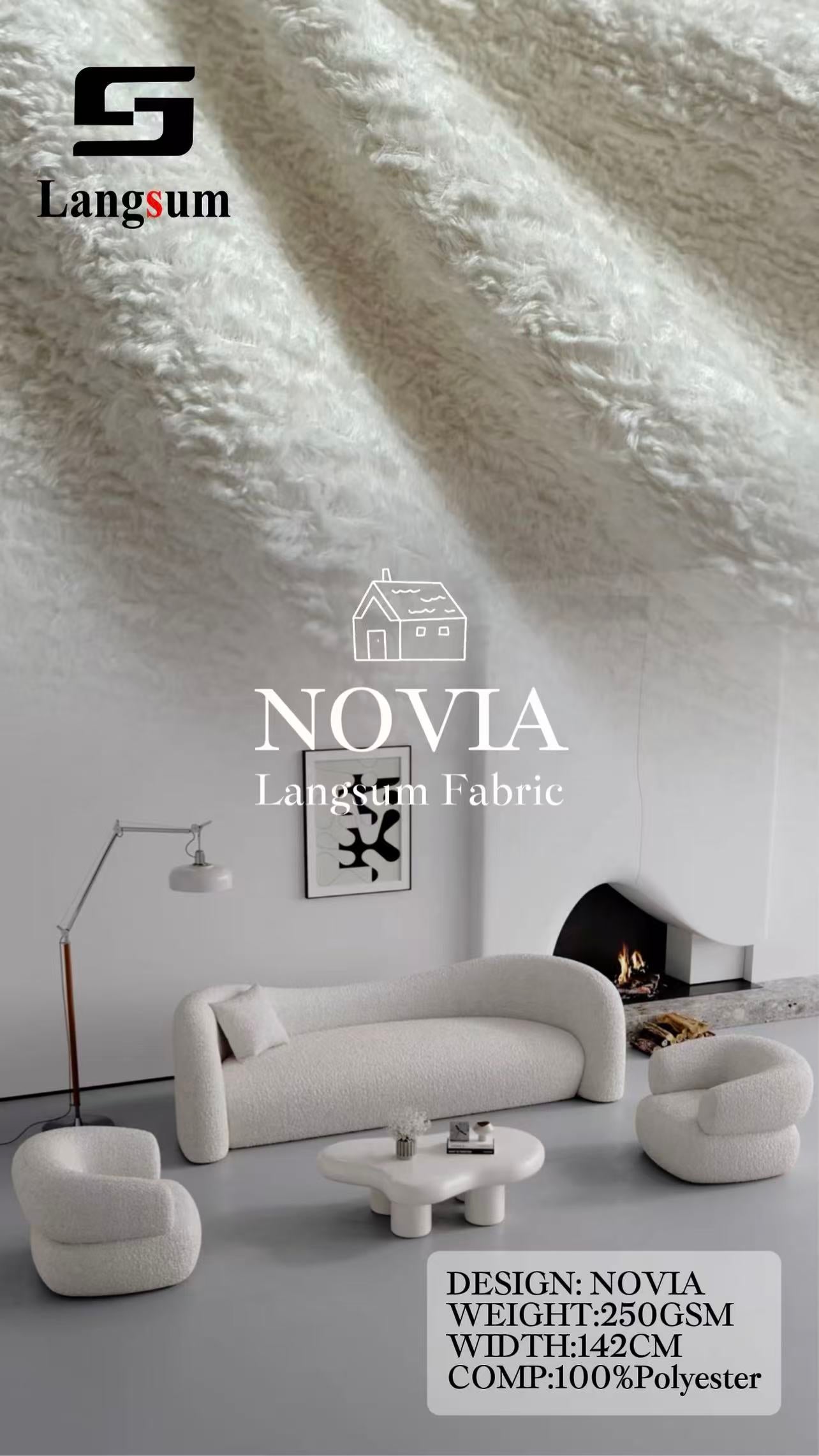 NOVIA Velvet Fabric Knitted Fabric Jacquard – 250gsm, 56" Wide, 22 Colors Langsum Fabric