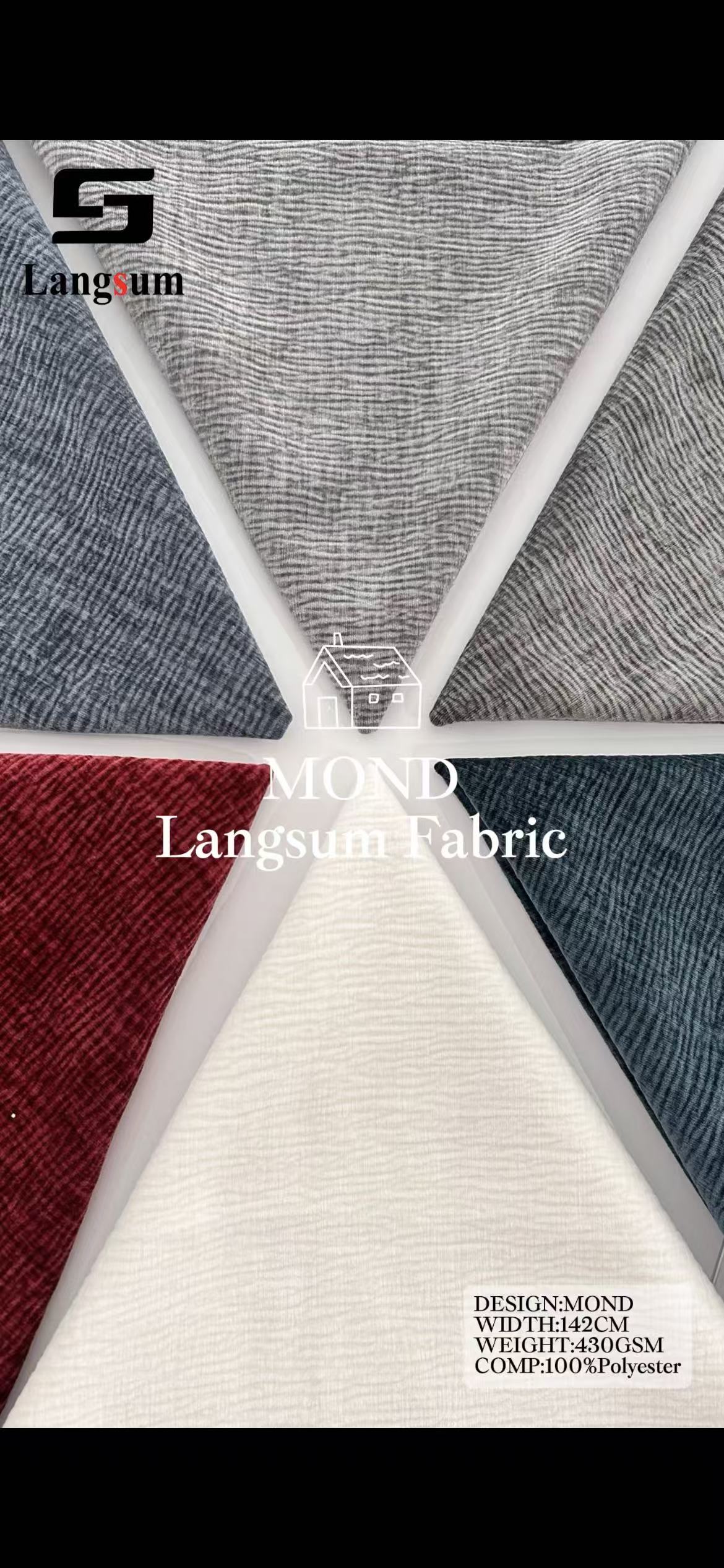 MOND Suede Fabric Polyester Upholstery Fabric – 430gsm, 56" Wide, 29 Colors Langsum Fabric