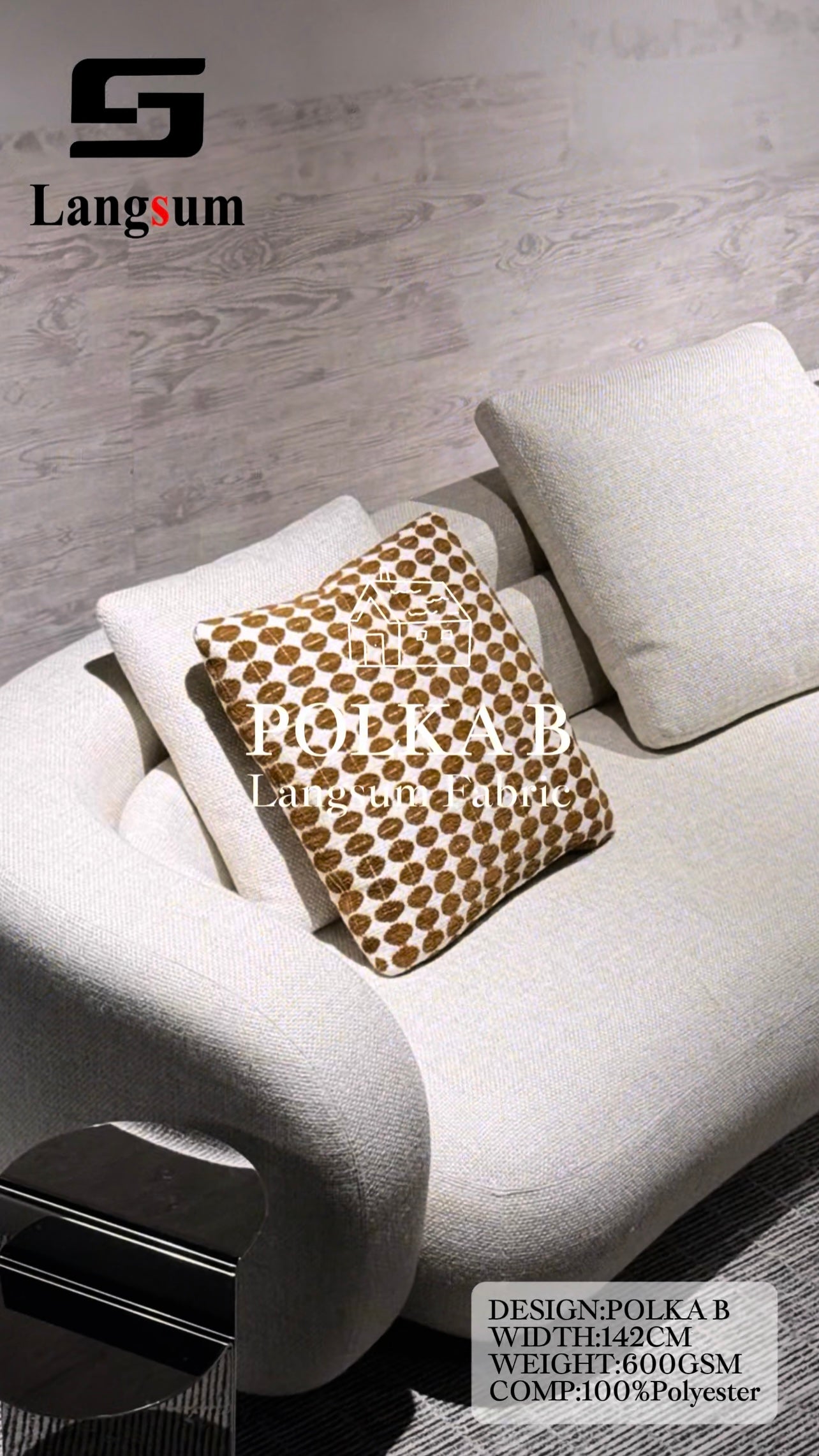 POLKA B Chenille Fabric Woven Jacquard Fabric – 600gsm, 56" Wide, 11 Colors Langsum Fabric