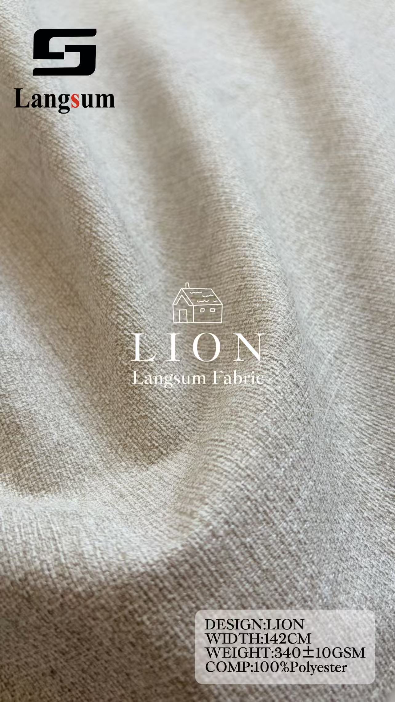 LION Chenille Fabric Woven Jacquard Fabric – 340gsm, 56" Wide, 26 Colors Langsum Fabric