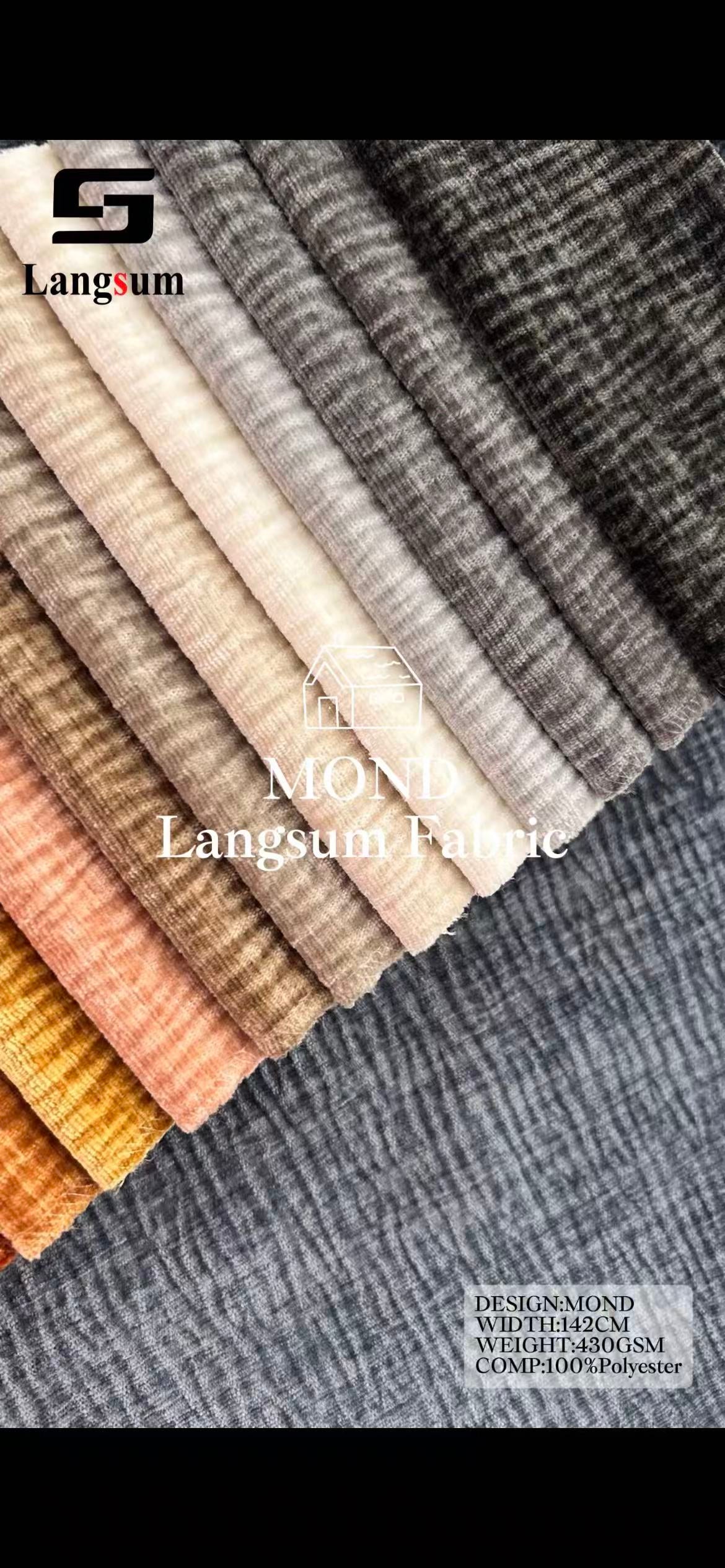MOND Suede Fabric Polyester Upholstery Fabric – 430gsm, 56" Wide, 29 Colors Langsum Fabric