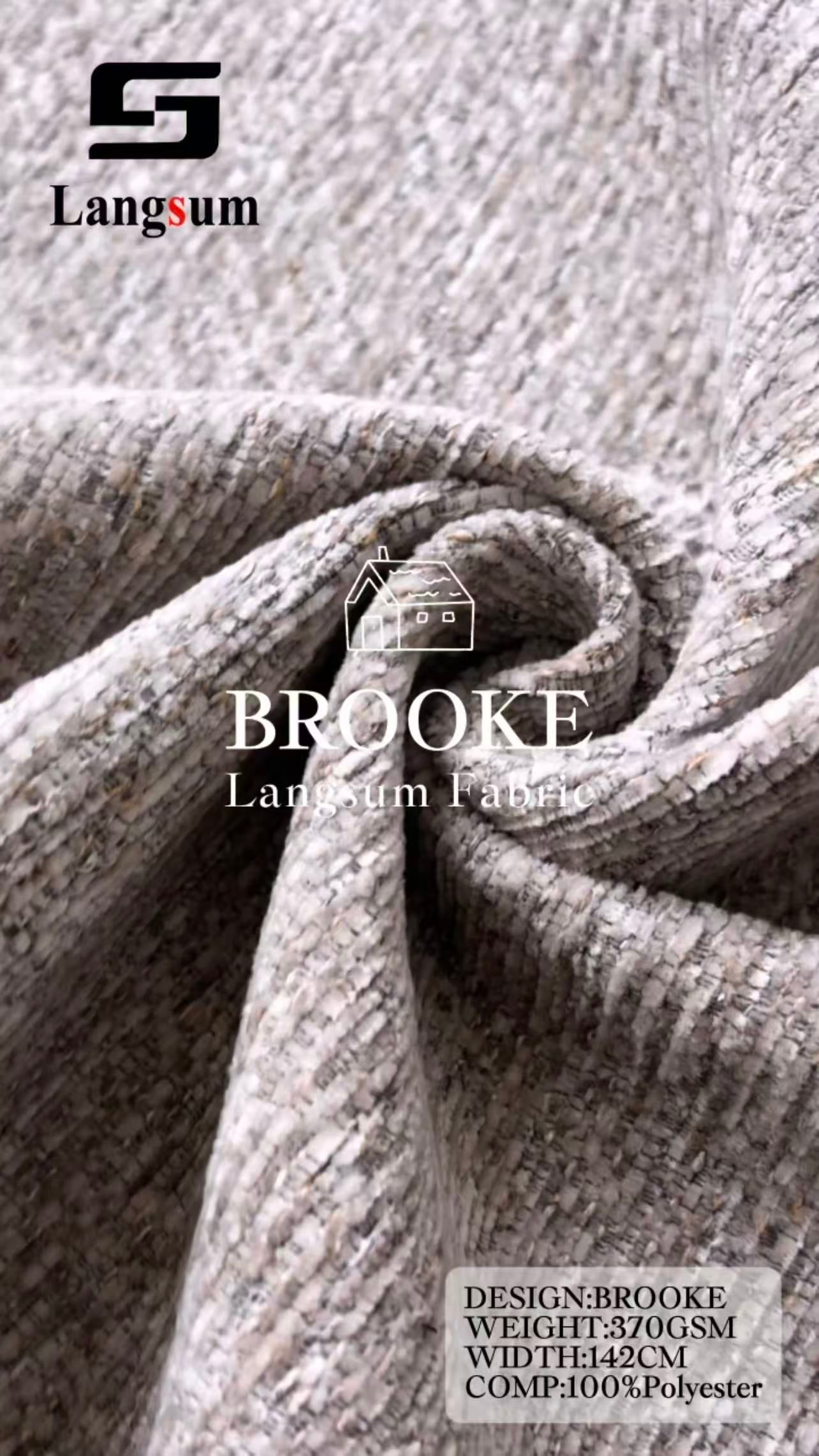 BROOKE Chenille Fabric Woven Jacquard Fabric – 370gsm, 56" Wide, 25 Colors Langsum Fabric
