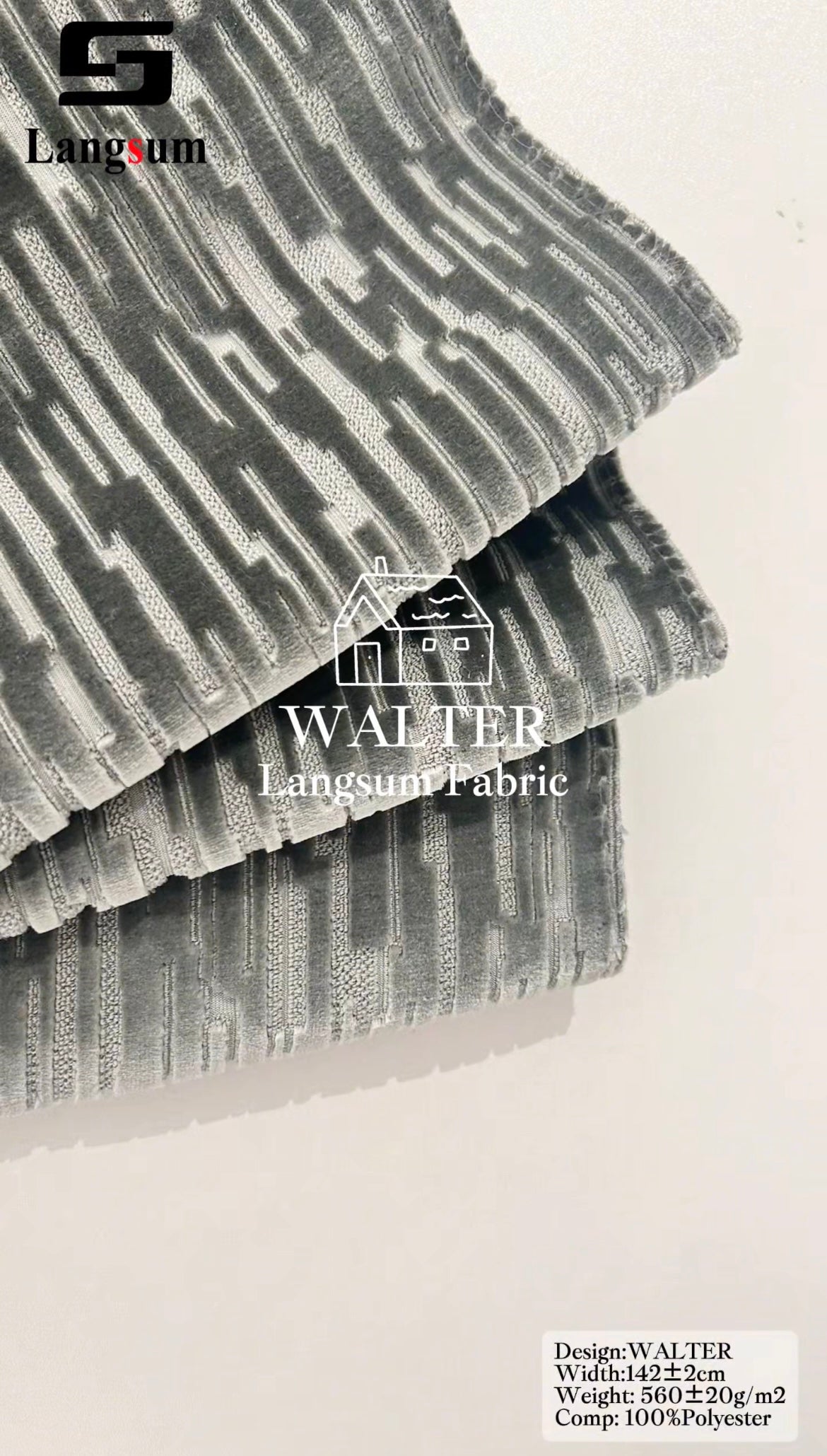 WALTER Chenille Fabric Woven Jacquard Fabric – 560gsm, 56" Wide, 16 Colors Langsum Fabric