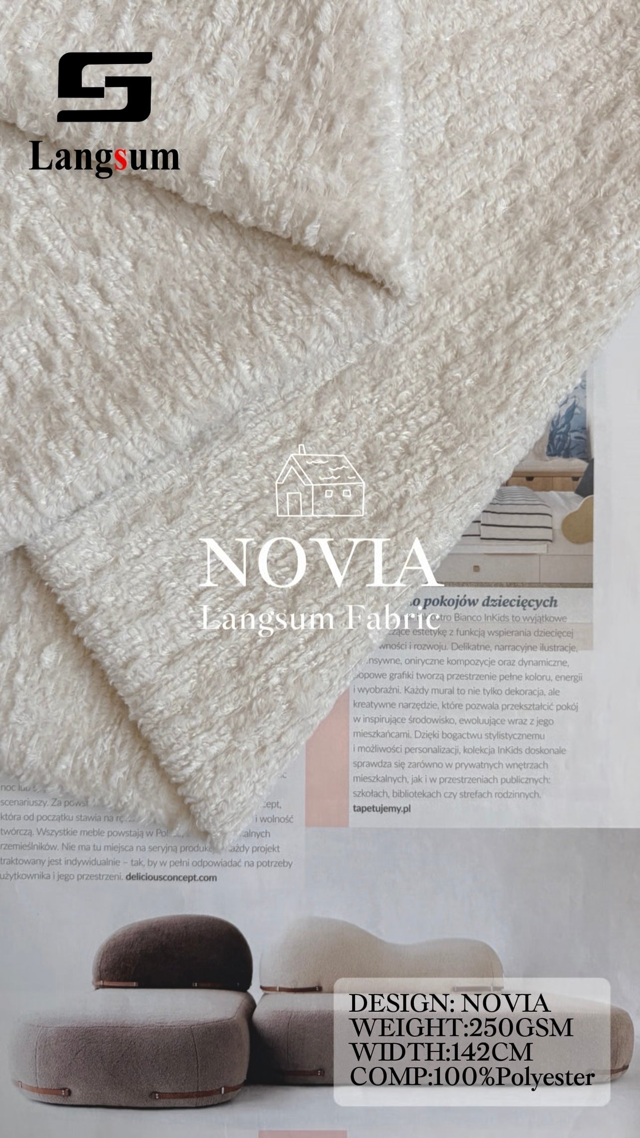 NOVIA Velvet Fabric Knitted Fabric Jacquard – 250gsm, 56" Wide, 22 Colors Langsum Fabric