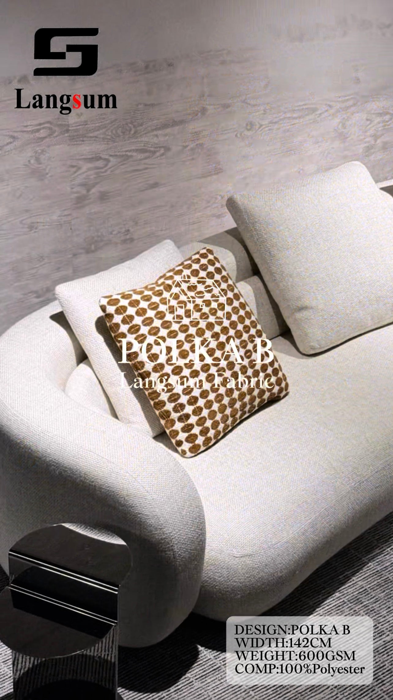 POLKA B Chenille Fabric Woven Jacquard Fabric – 600gsm, 56" Wide, 11 Colors Langsum Fabric