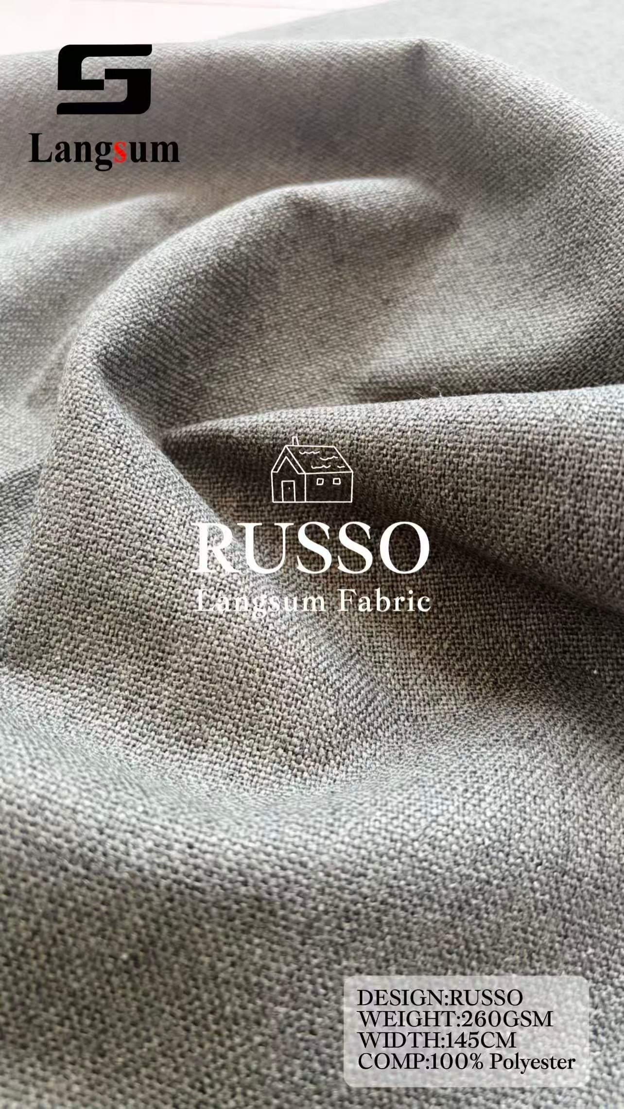 RUSSO Chenille Fabric Woven Jacquard Fabric – 260gsm, 56" Wide, 18 Colors Langsum Fabric