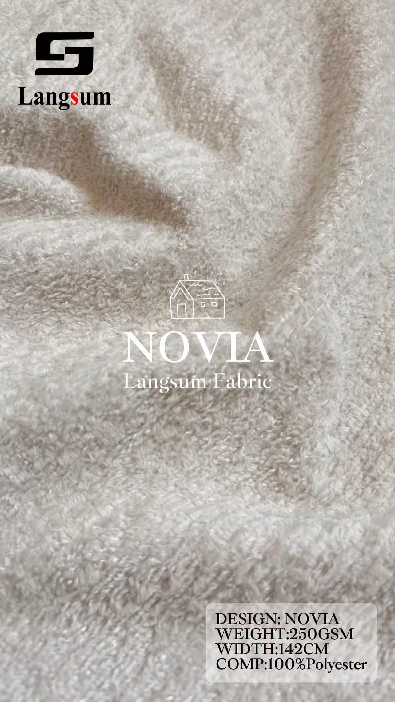 NOVIA Velvet Fabric Knitted Fabric Jacquard – 250gsm, 56" Wide, 22 Colors Langsum Fabric