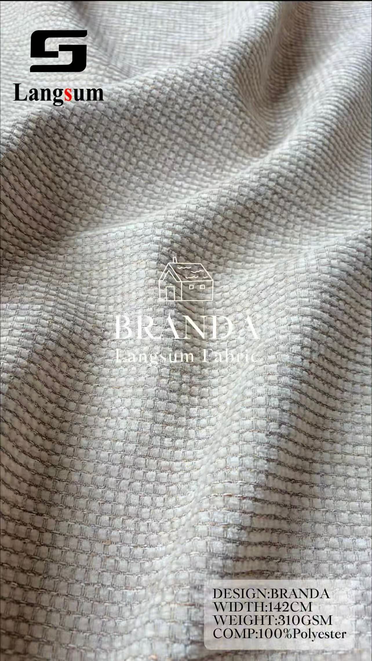 BRANDA Chenille Fabric Woven Jacquard Fabric – 310gsm, 56" Wide, 44 Colors Langsum Fabric