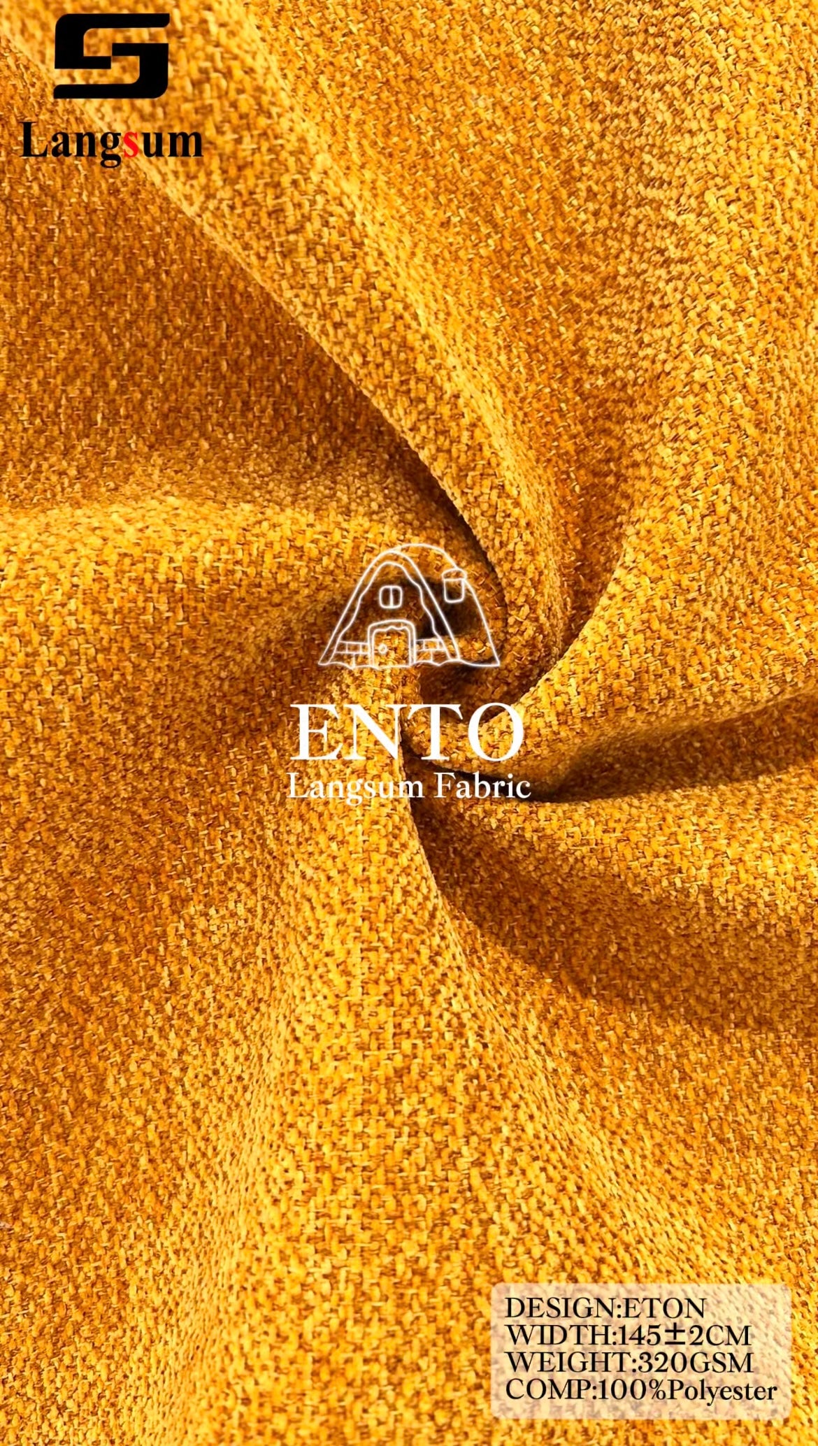 ENTO Suede Fabric Polyester Upholstery Fabric – 320gsm, 56" Wide, 23 Colors Langsum Fabric