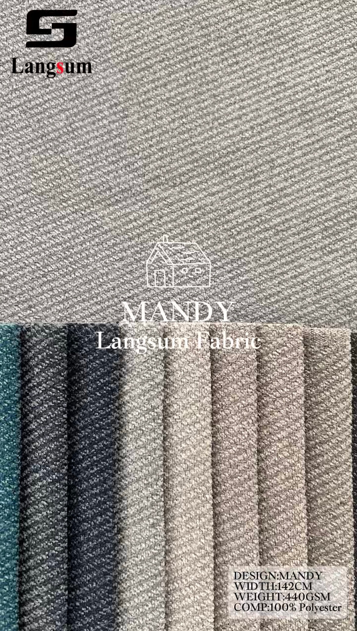 MANDY Fine-Textured Polyester Upholstery Fabric – 440gsm, 56" Wide, 30 Colors Langsum Fabric