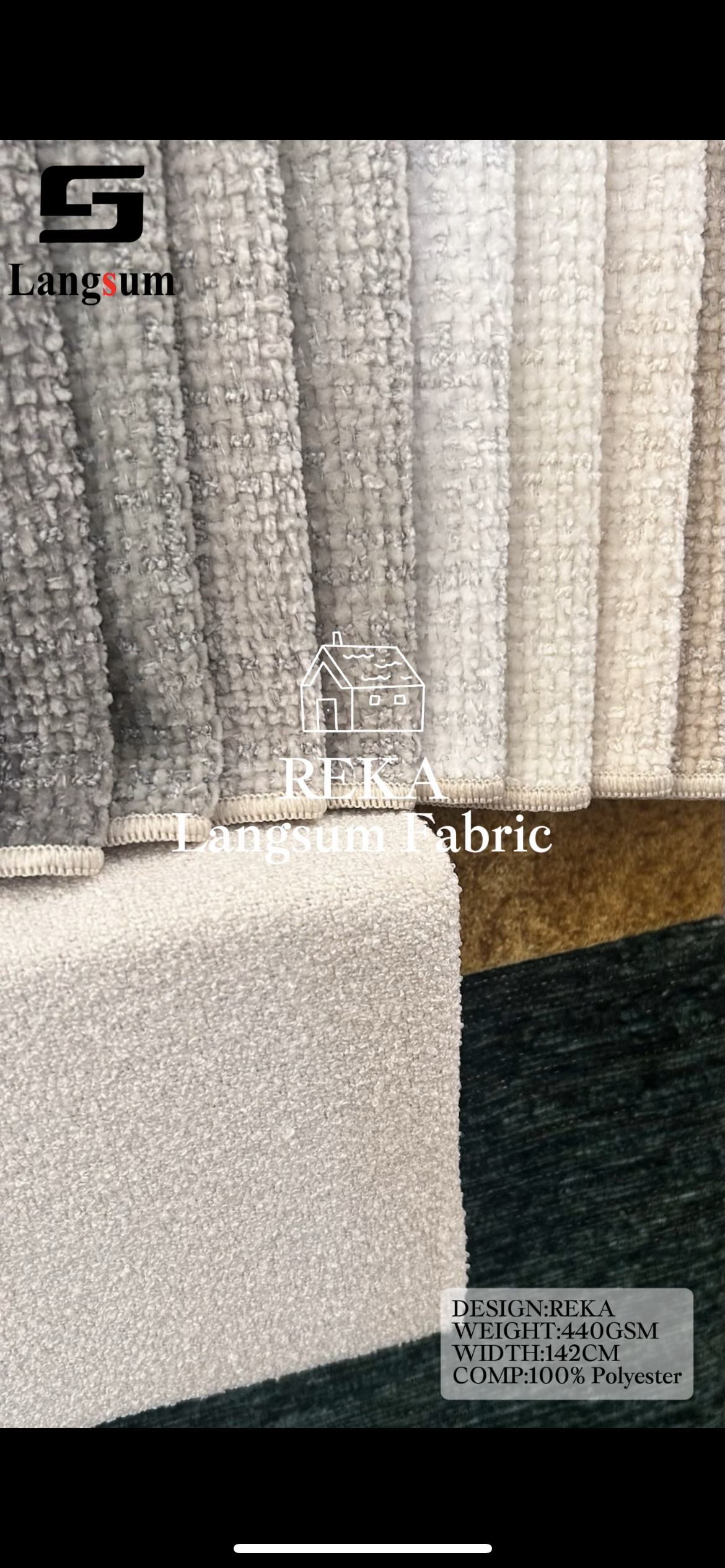 REKA Textured Polyester Upholstery Fabric – 440gsm, 56" Wide, 21 Colors Langsum Fabric