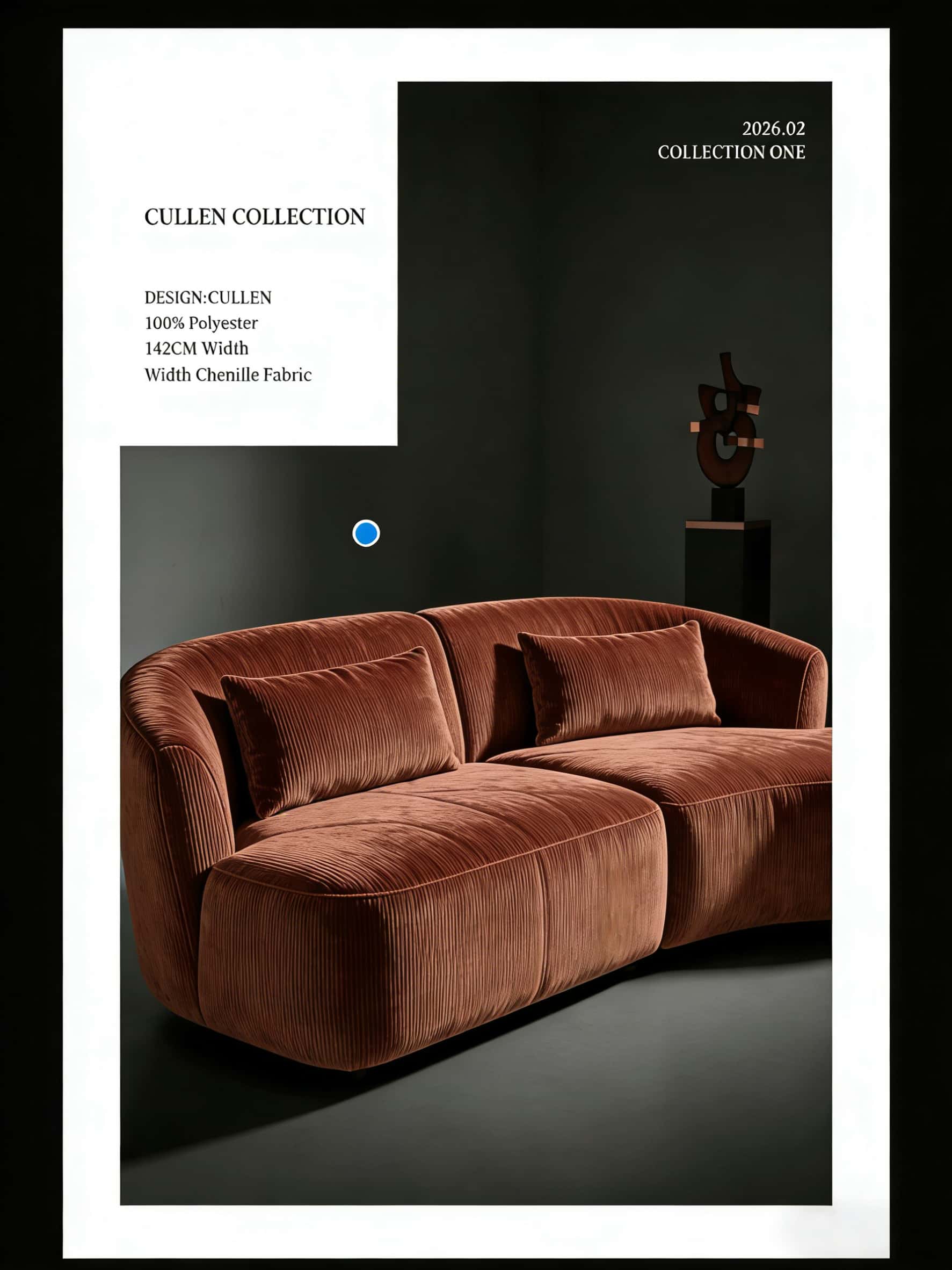CULLEN Chenille Fabric Woven Jacquard Fabric – 370gsm, 56" Wide, 10 Colors Langsum Fabric