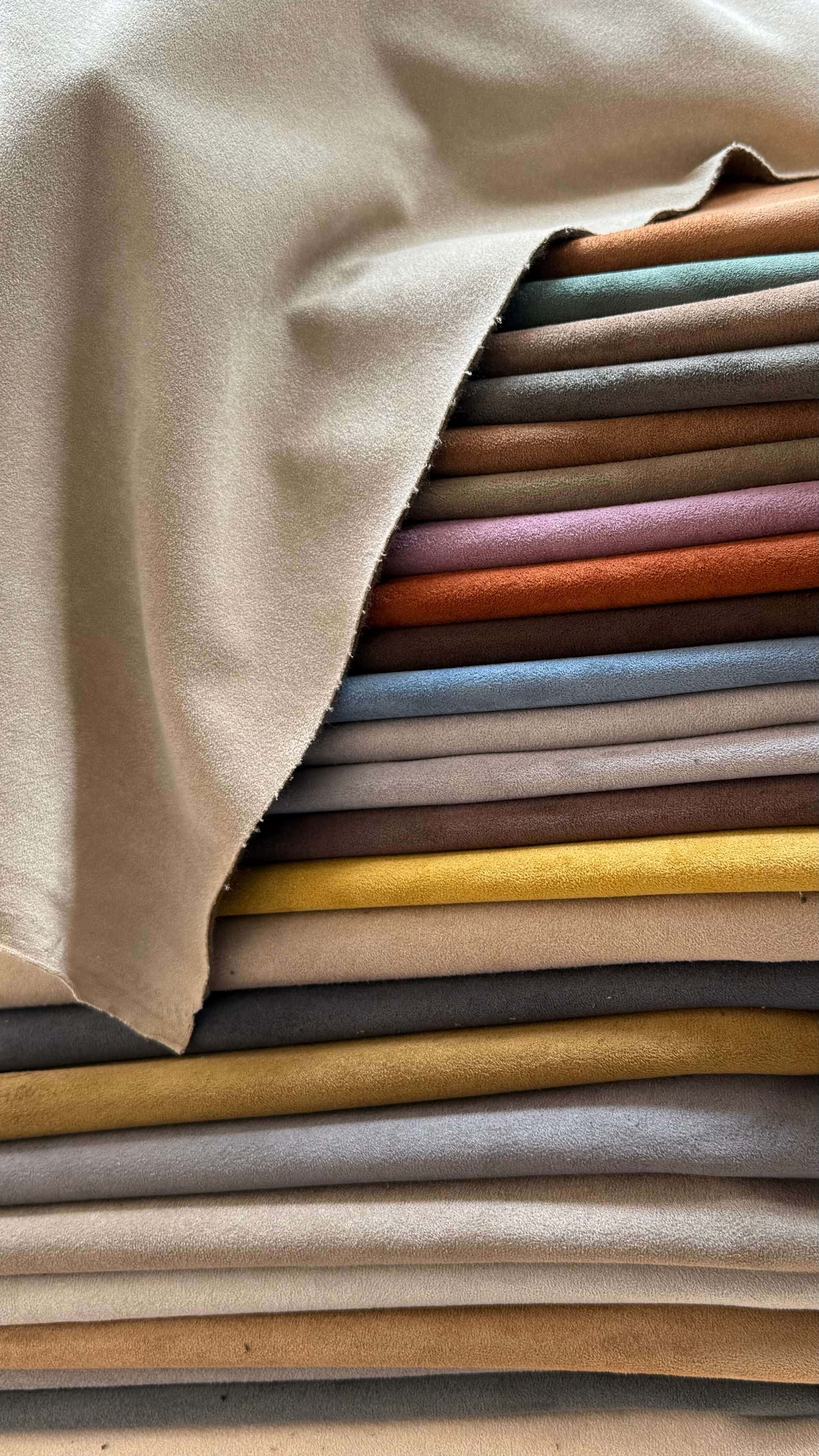 HALO Suede Fabric Textured Polyester Upholstery Fabric – 450 gsm, 56" Wide, 25 Colors Langsum Fabric