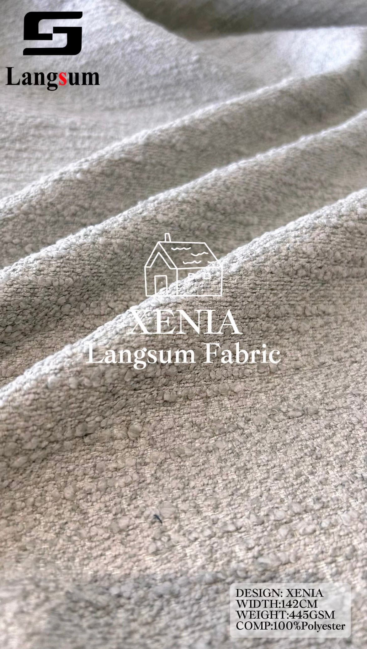 XENIA Textured Polyester Upholstery Fabric – 445gsm, 56" Wide Langsum Fabric