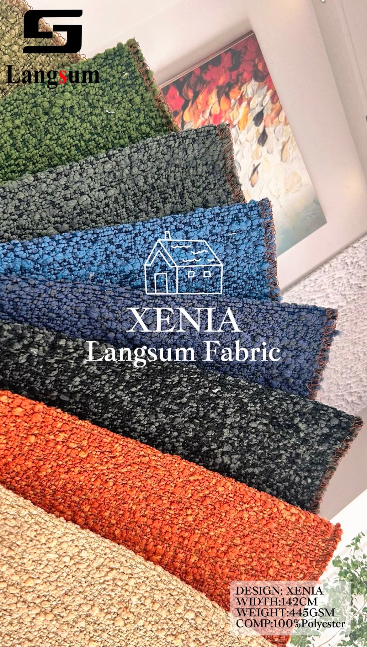 XENIA Textured Polyester Upholstery Fabric – 445gsm, 56" Wide Langsum Fabric
