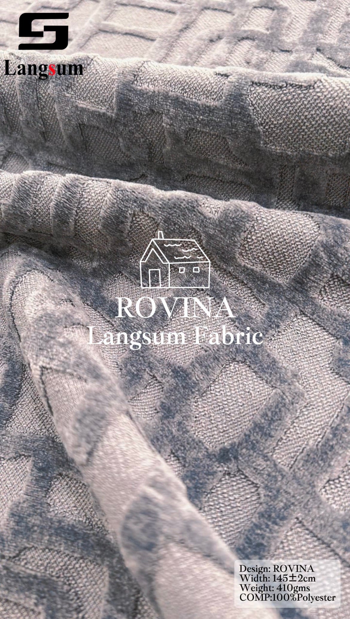 ROVINA Textured Polyester Upholstery Fabric – 16 Colors Langsum Fabric