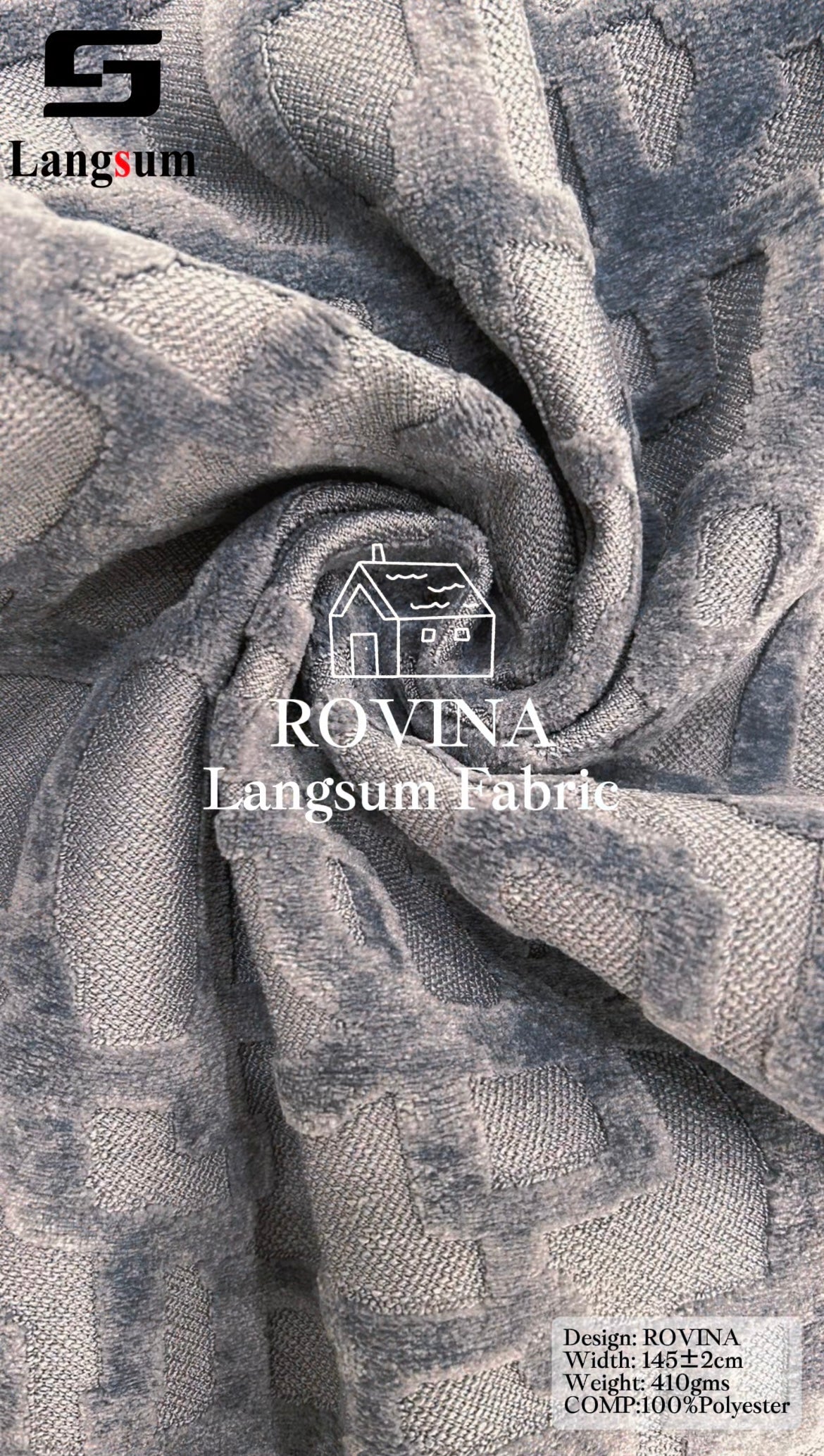 ROVINA Textured Polyester Upholstery Fabric – 16 Colors Langsum Fabric