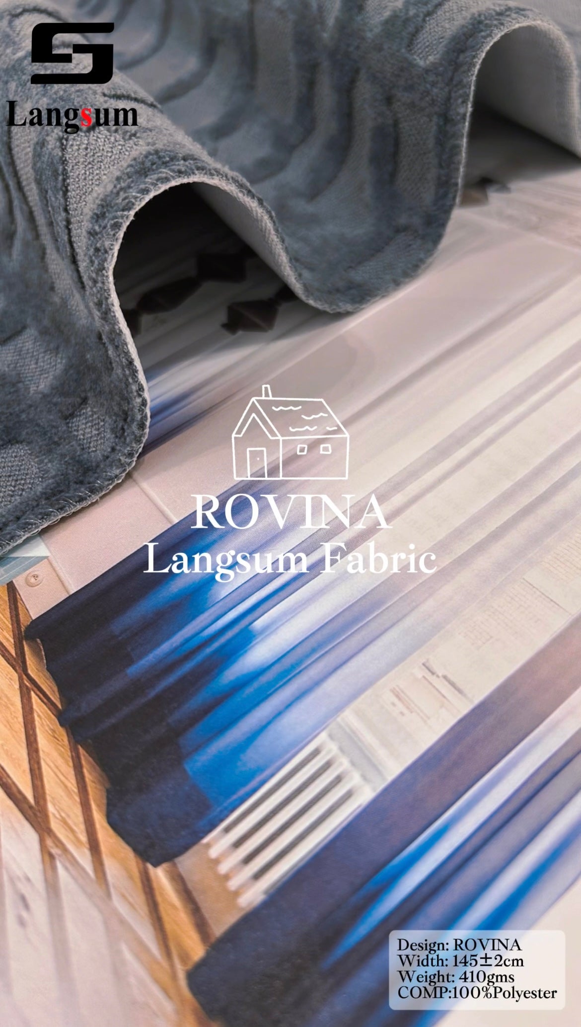 ROVINA Textured Polyester Upholstery Fabric – 16 Colors Langsum Fabric