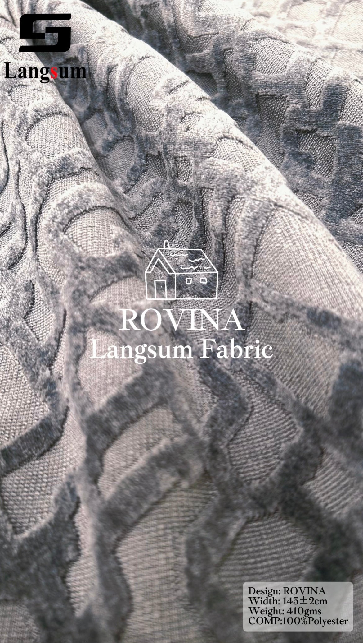 ROVINA Textured Polyester Upholstery Fabric – 16 Colors Langsum Fabric