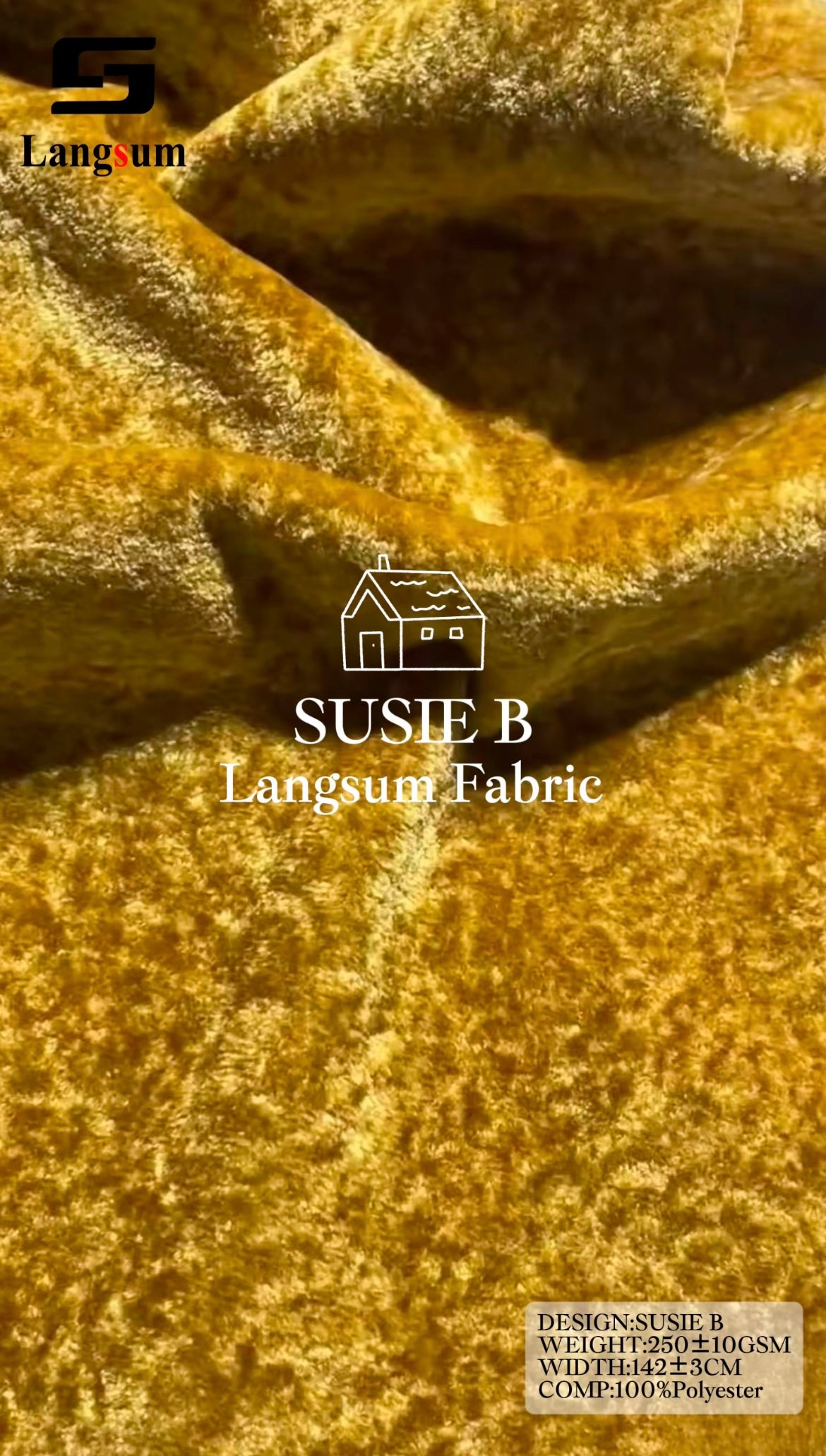 SUSIE B Plush-Textured Polyester Upholstery Fabric – 250±10gsm, 56" Wide Langsum Fabric