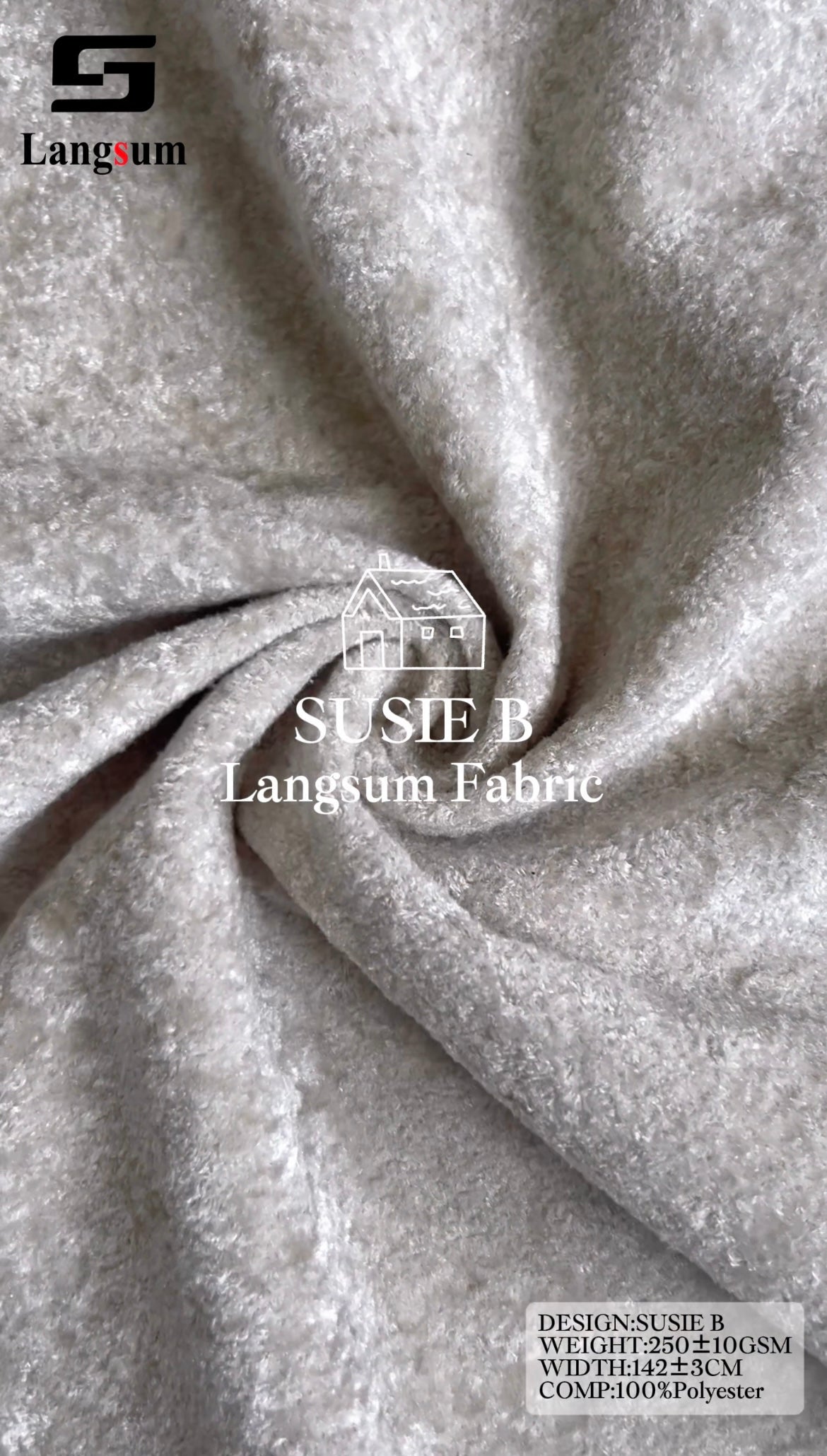 SUSIE B Plush-Textured Polyester Upholstery Fabric – 250±10gsm, 56" Wide Langsum Fabric