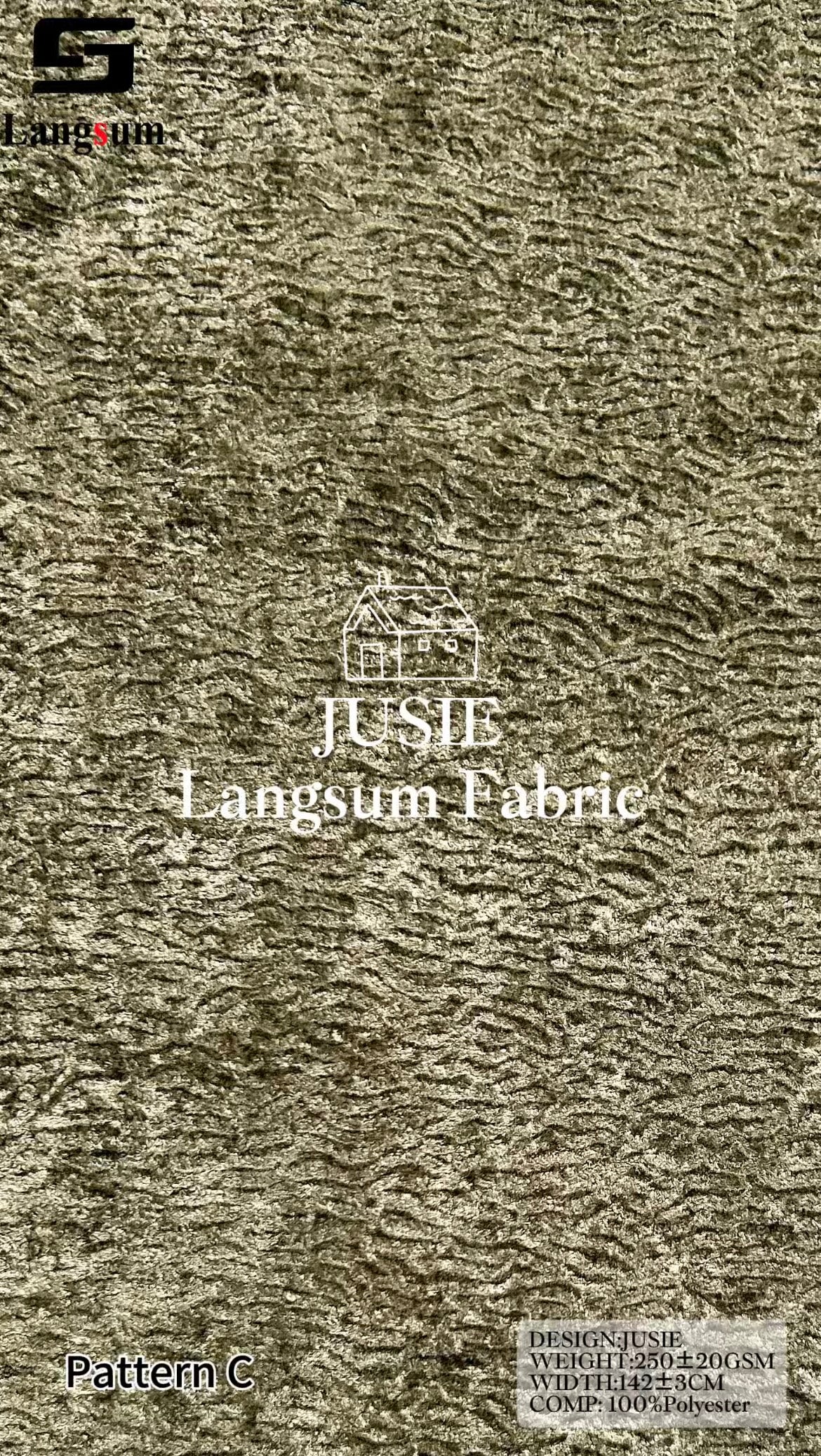 JUSIE Plush-Textured Polyester Upholstery Fabric – 250±20gsm, 56" Wide, 20 Colors Langsum Fabric