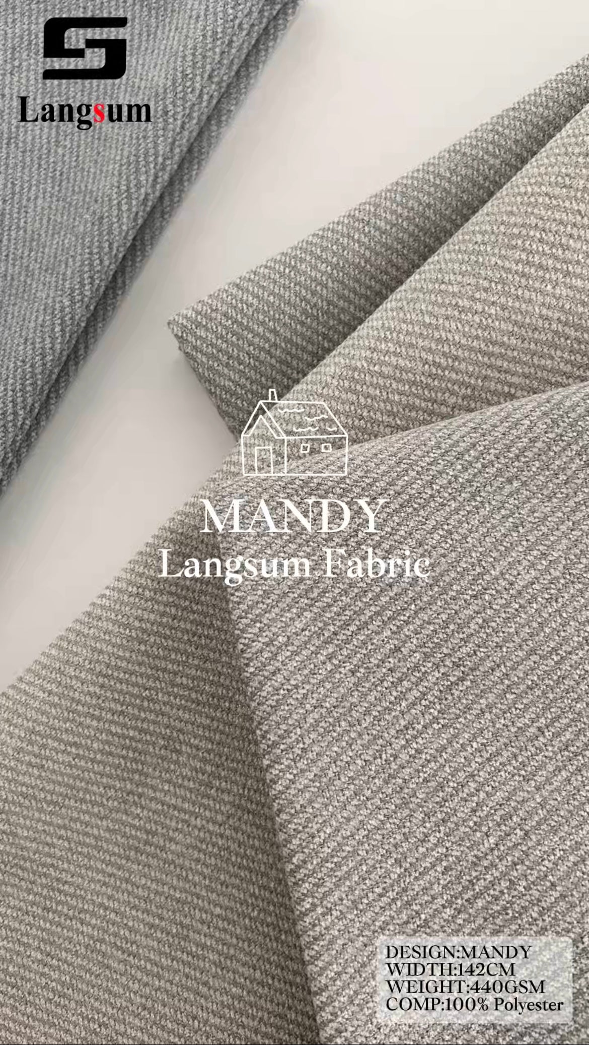 MANDY Fine-Textured Polyester Upholstery Fabric – 440gsm, 56" Wide, 30 Colors Langsum Fabric