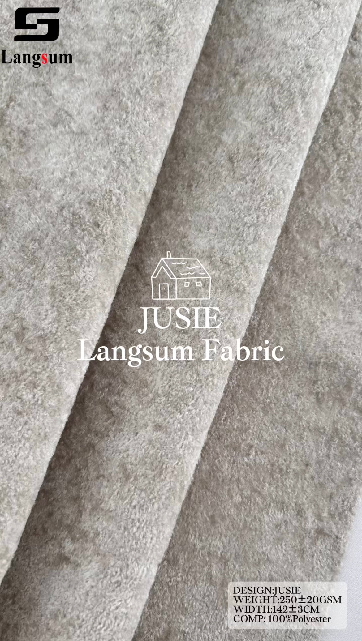 JUSIE Plush-Textured Polyester Upholstery Fabric – 250±20gsm, 56" Wide, 20 Colors Langsum Fabric