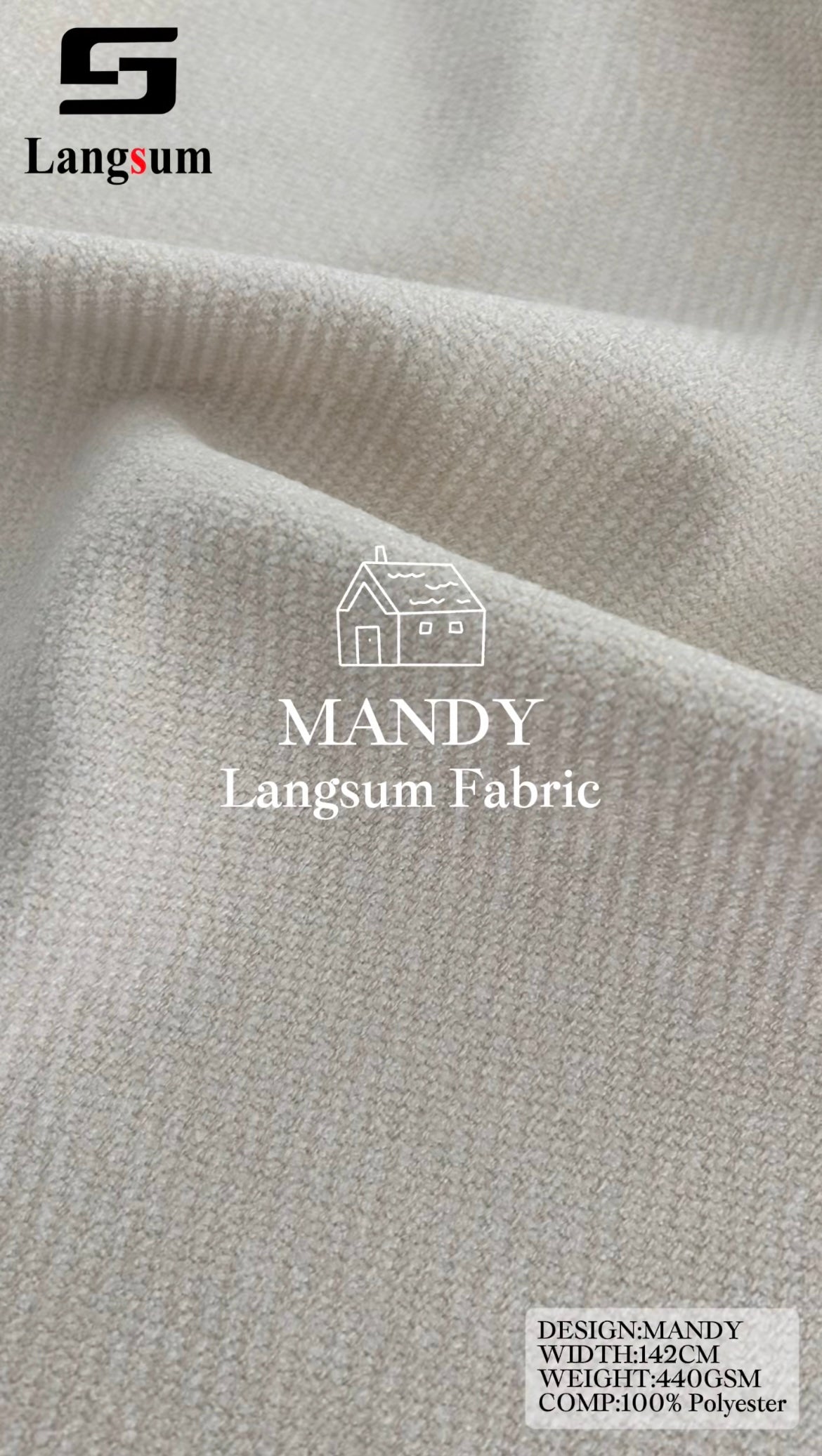 MANDY Fine-Textured Polyester Upholstery Fabric – 440gsm, 56" Wide, 30 Colors Langsum Fabric
