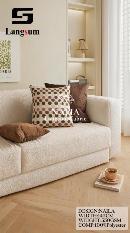 NALIA Spotted-Pattern Polyester Upholstery Fabric – 550gsm, 56" Wide Langsum Fabric