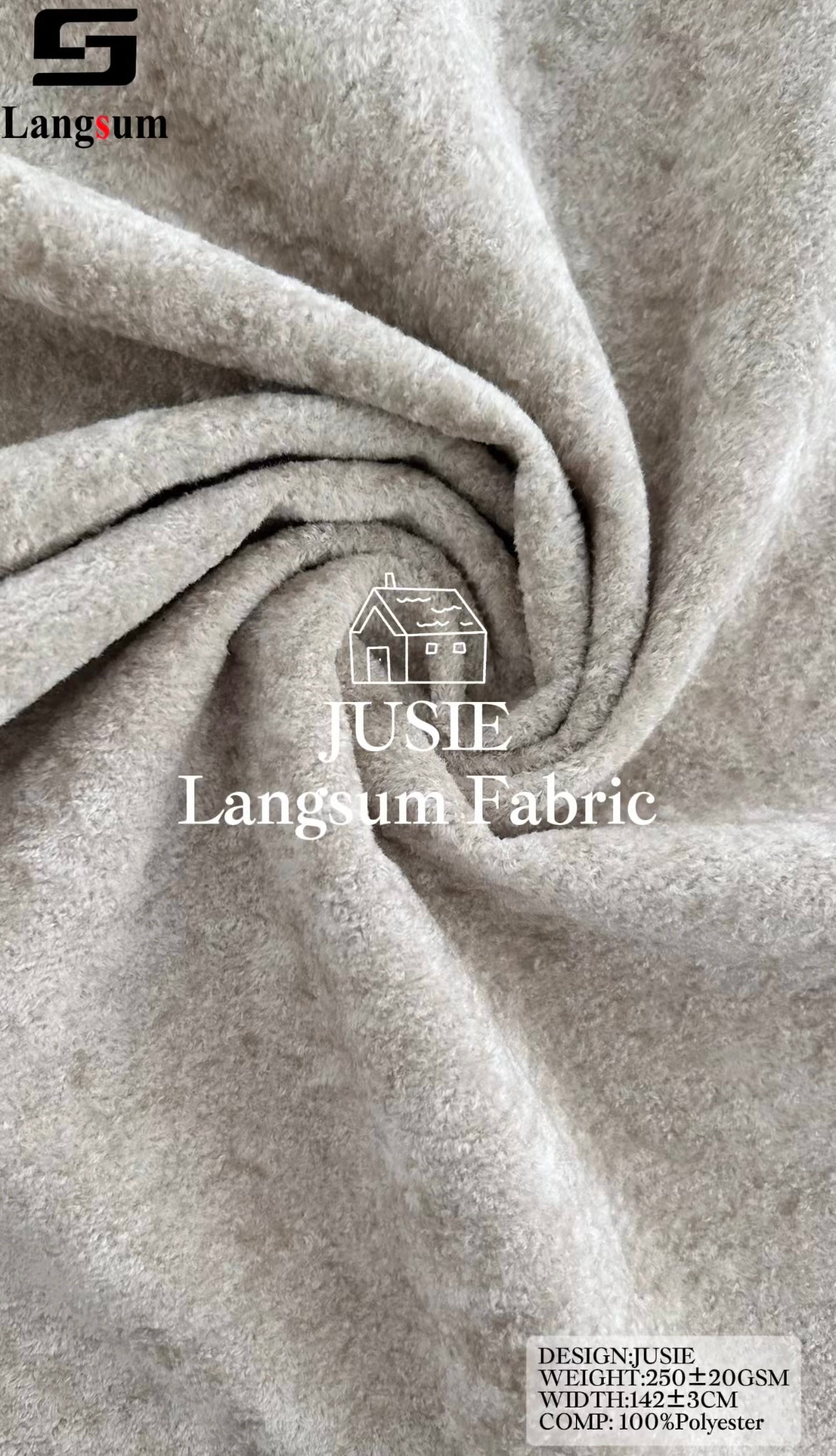 JUSIE Plush-Textured Polyester Upholstery Fabric – 250±20gsm, 56" Wide, 20 Colors Langsum Fabric