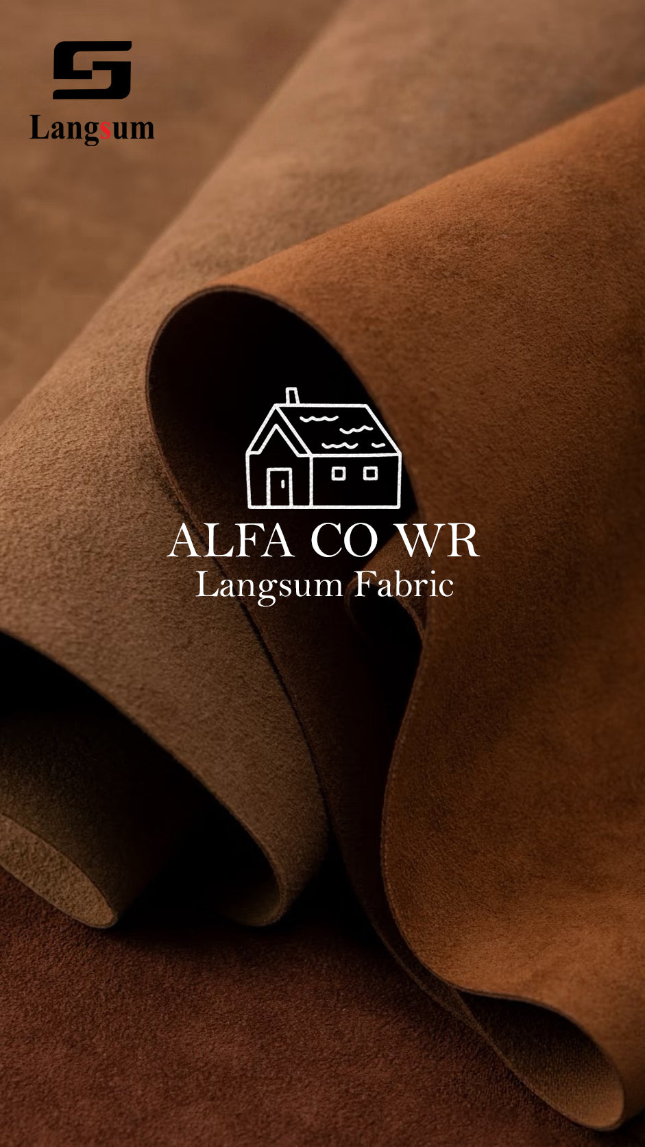 ALFA CO WR Water-Resistant Suede Fabric Polyester Upholstery Fabric – 350gsm, 56" Wide, 18 Colors Langsum Fabric