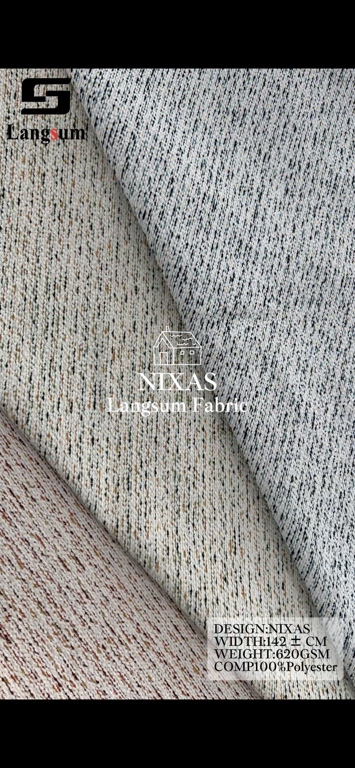 NIXAS Multicolor Textured Polyester Upholstery Fabric – 620gsm, 6 Colors Langsum Fabric