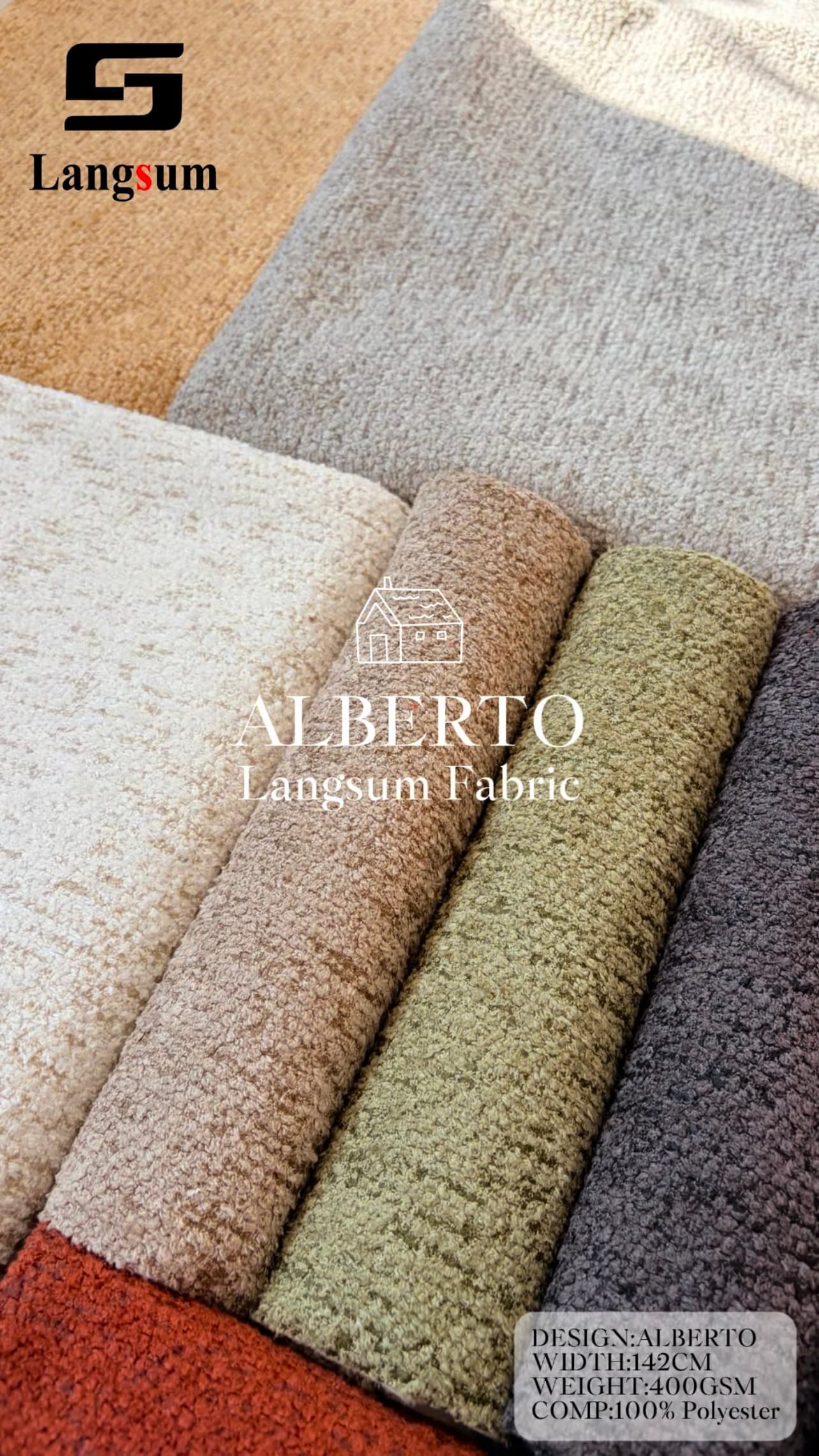 ALBERTO Velvet Fabric Knitted Fabric Jacquard-400gsm, 56" Wide,20 Colors Langsum Fabric