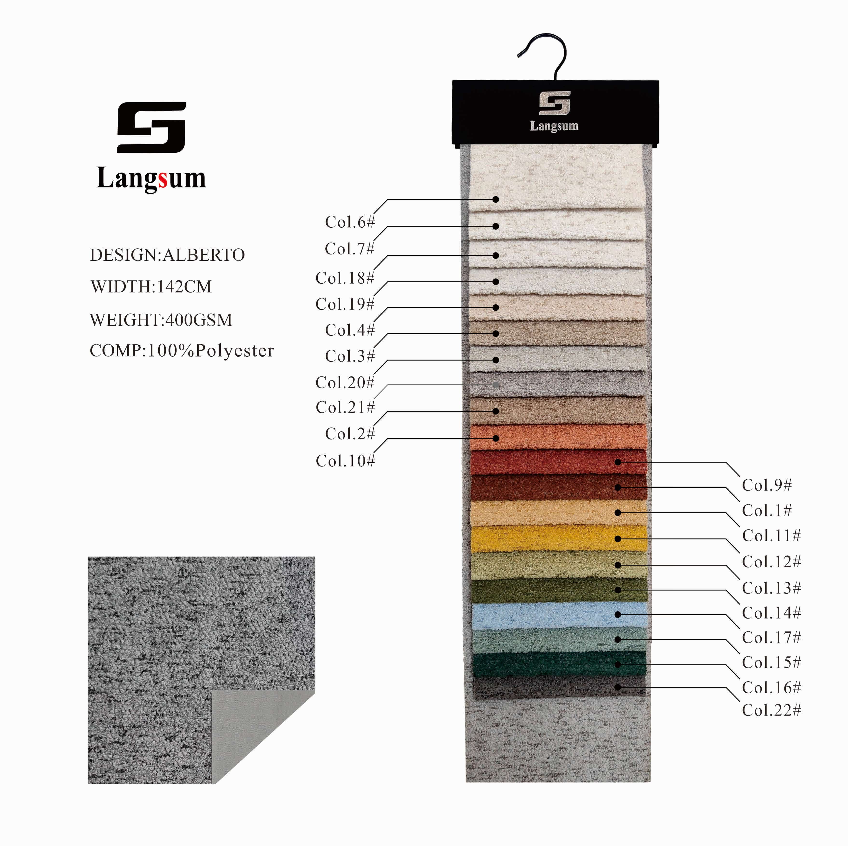 ALBERTO Velvet Fabric Knitted Fabric Jacquard-400gsm, 56" Wide,20 Colors Langsum Fabric