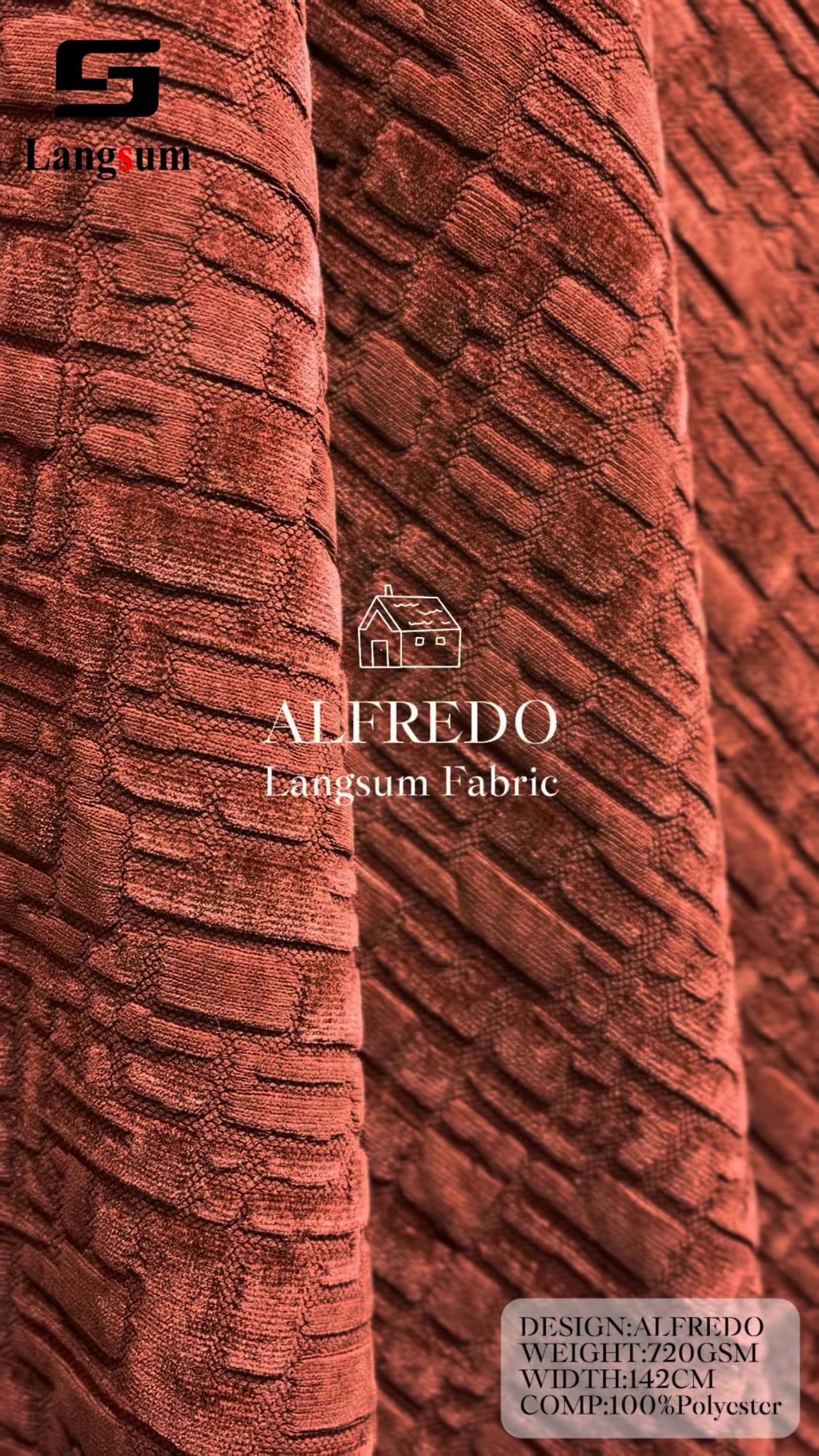 ALFREDO Jacquard Polyester Upholstery Fabric – 560GSM, 56" Wide, 8 Colors Langsum Fabric