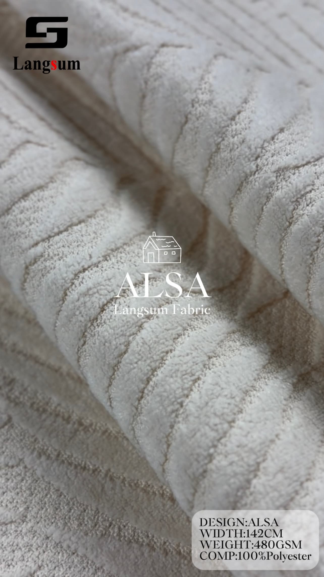 ALSA Textured Polyester Upholstery Fabric – 480gsm Chenille-Effect Fabric for Sofas & Furniture Langsum Fabric