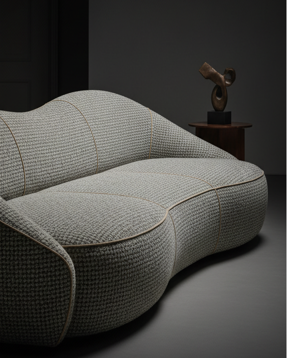 ANGELA Textured Polyester Upholstery Fabric sofa Application
