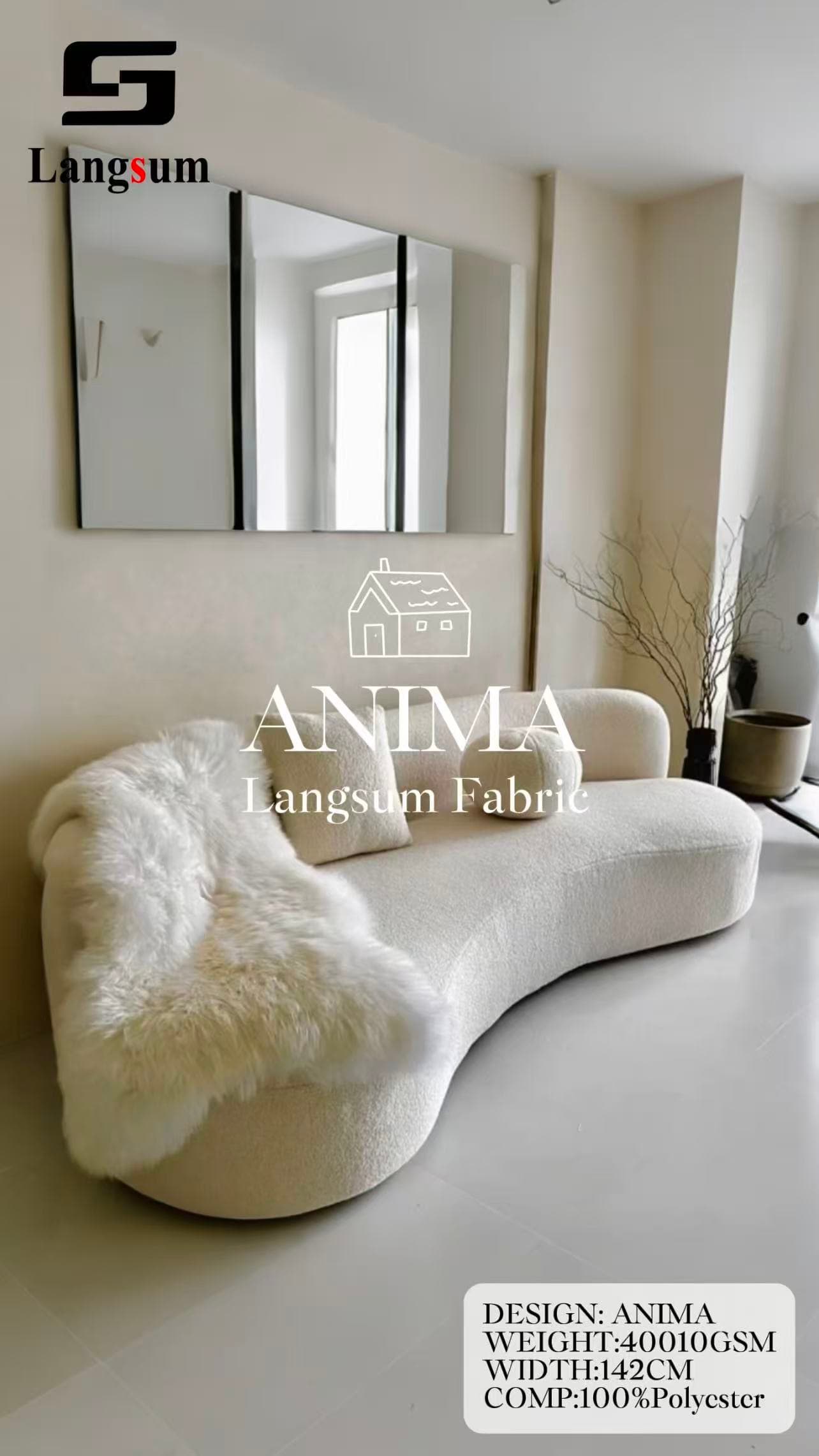 ANIMA Velvet Fabric Knitted Fabric Jacquard-400gsm, 56" Wide, 12 Colors Langsum Fabric
