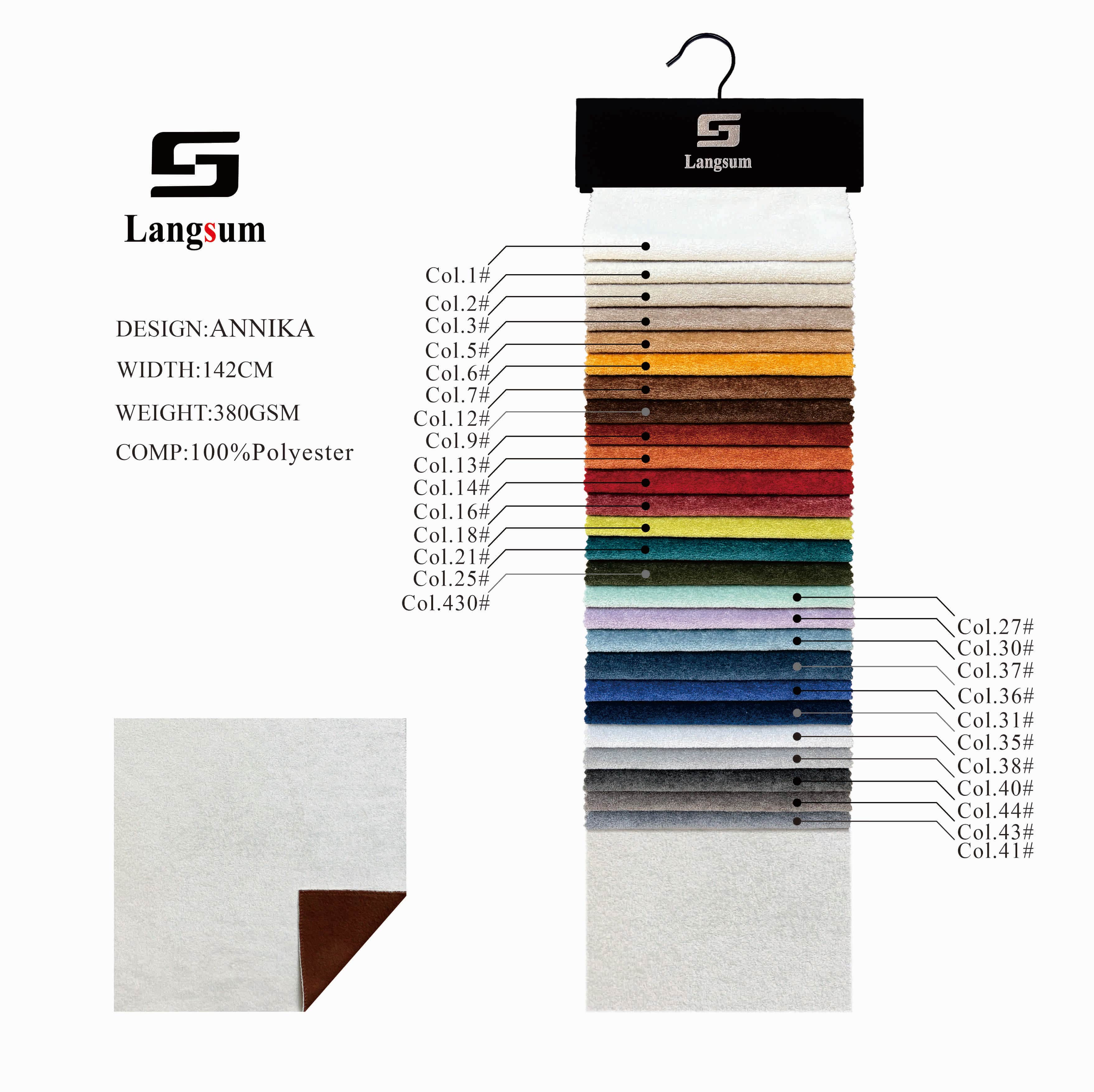 ANNIKA Velvet Fabric Knitted Fabric Jacquard-380gsm, 56" Wide, 26 Colors Langsum Fabric