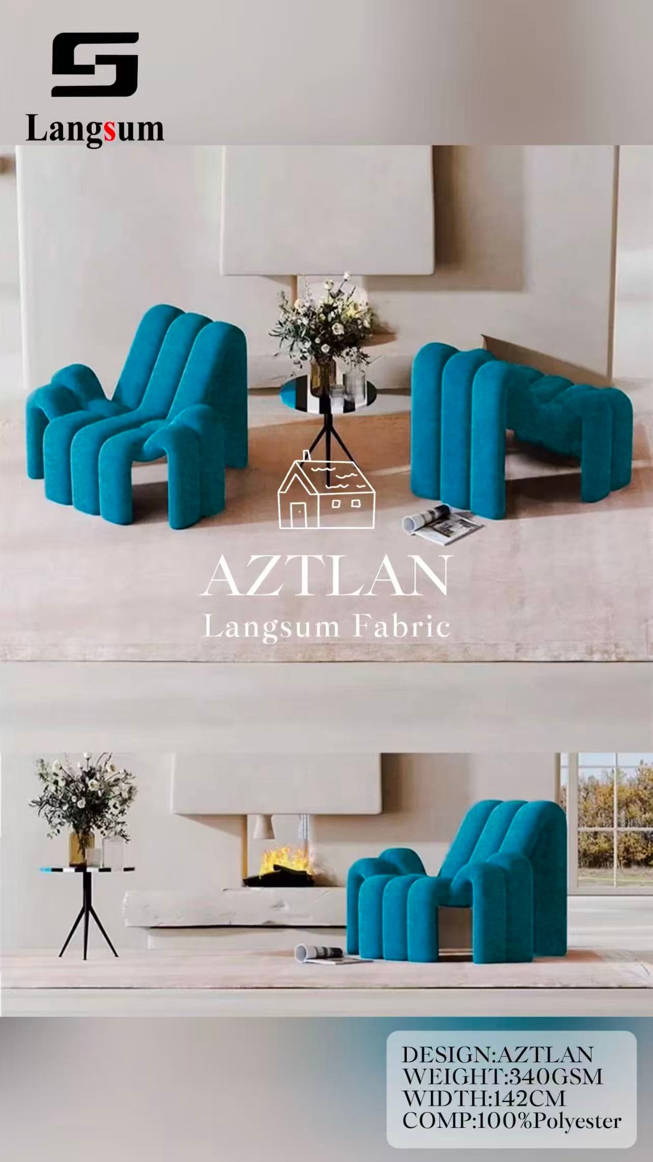 AZTLAN Velvet Fabric Knitted Fabric Jacquard-340gsm, 56" Wide, 20 Colors Langsum Fabric