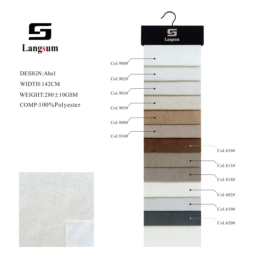 ABEL Fabric – 280gsm, 56" Wide, 12 Colors Langsum Fabric