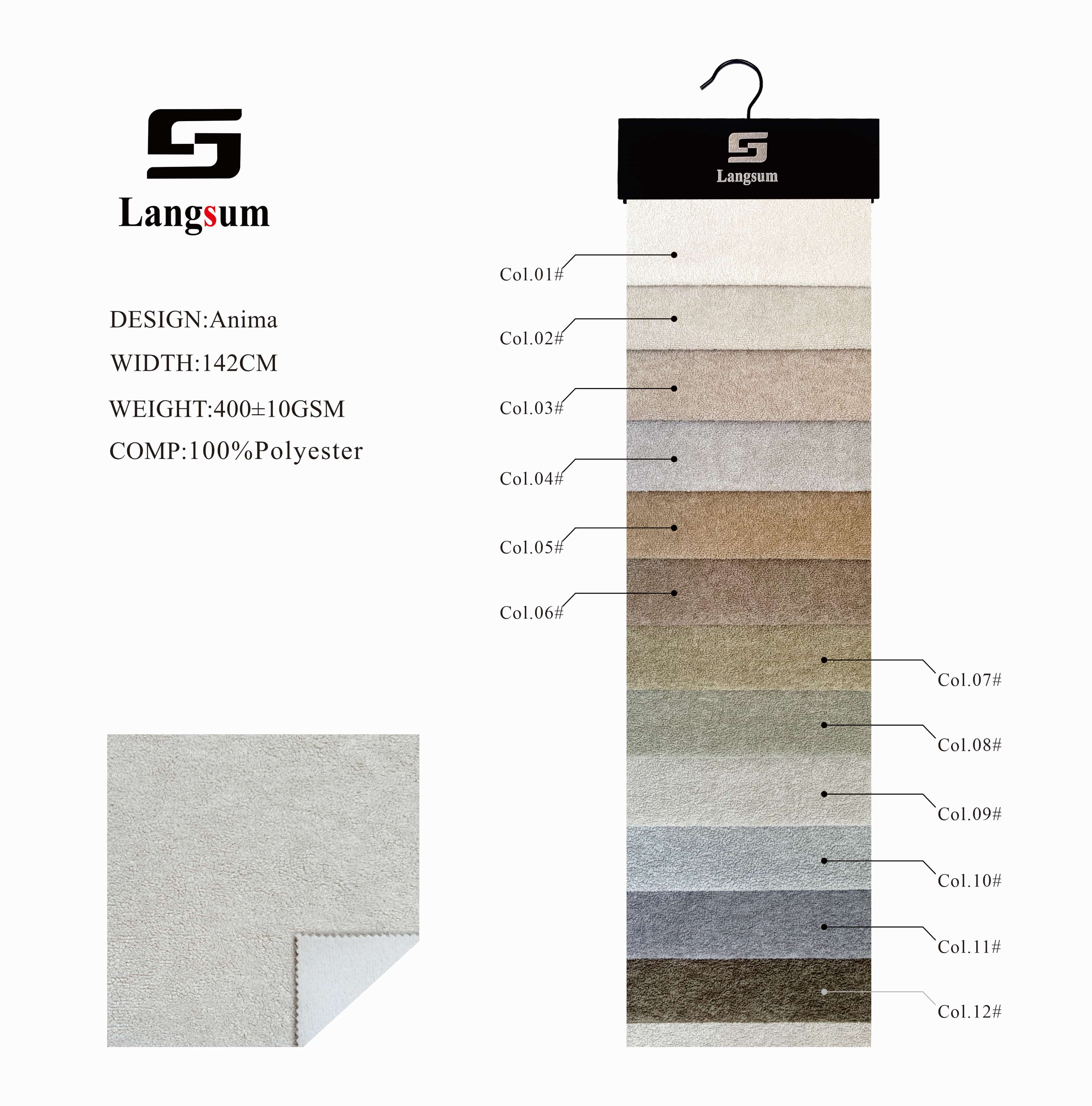 ANIMA Velvet Fabric Knitted Fabric Jacquard-400gsm, 56" Wide, 12 Colors Langsum Fabric
