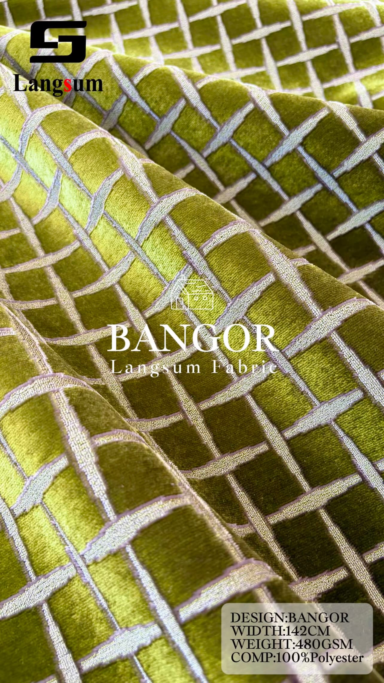 BANGOR Jacquard Polyester Upholstery Fabric – 480GSM, 56" Wide, 15 Colors Langsum Fabric