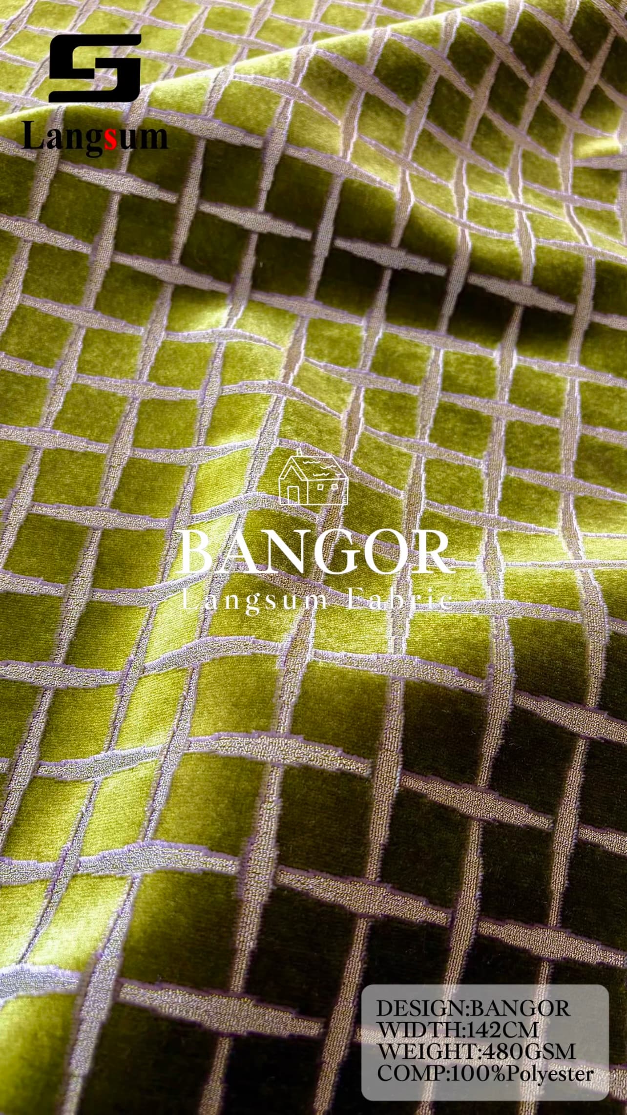 BANGOR Jacquard Polyester Upholstery Fabric – 480GSM, 56" Wide, 15 Colors Langsum Fabric