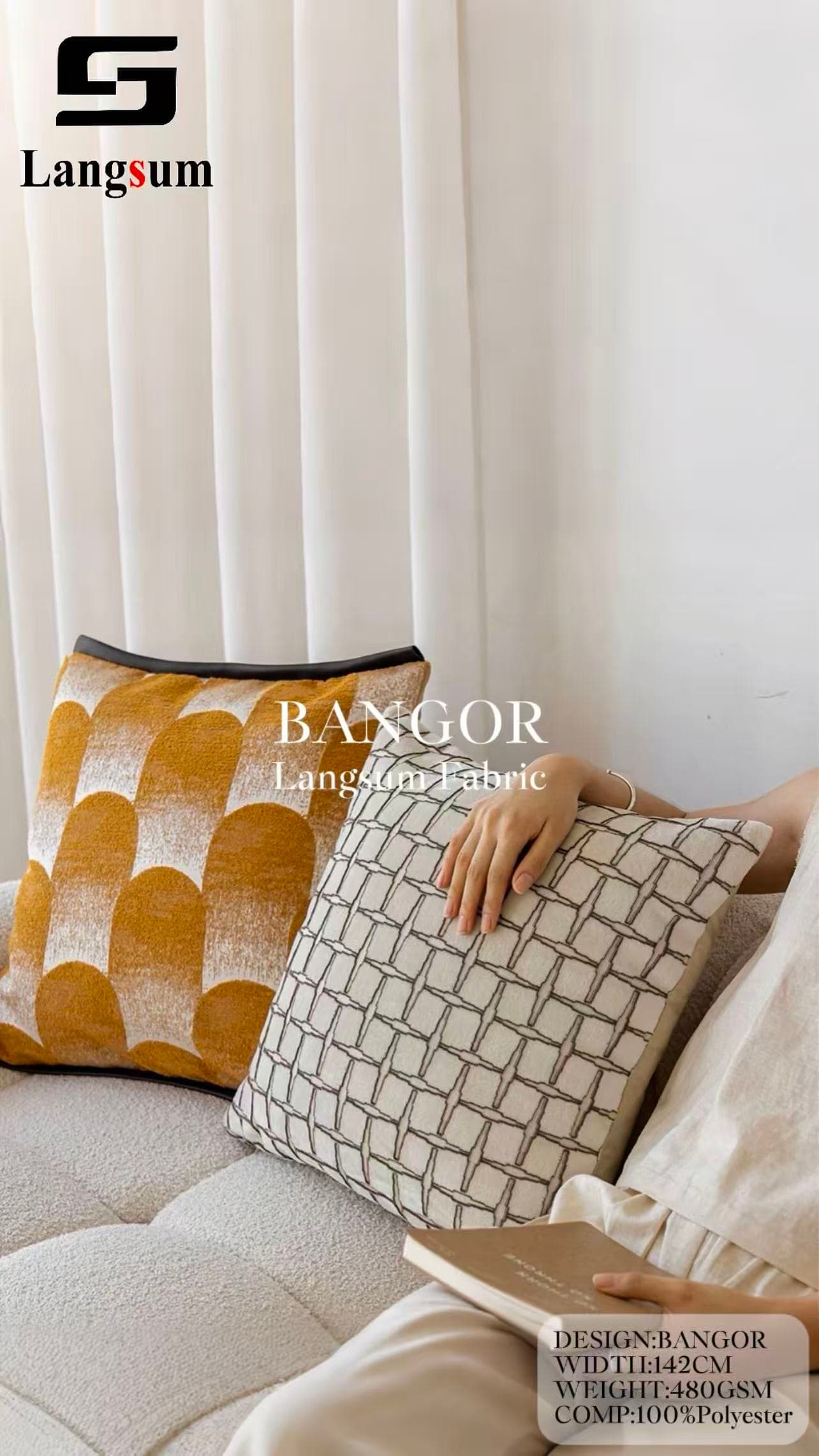 BANGOR Jacquard Polyester Upholstery Fabric – 480GSM, 56" Wide, 15 Colors Langsum Fabric